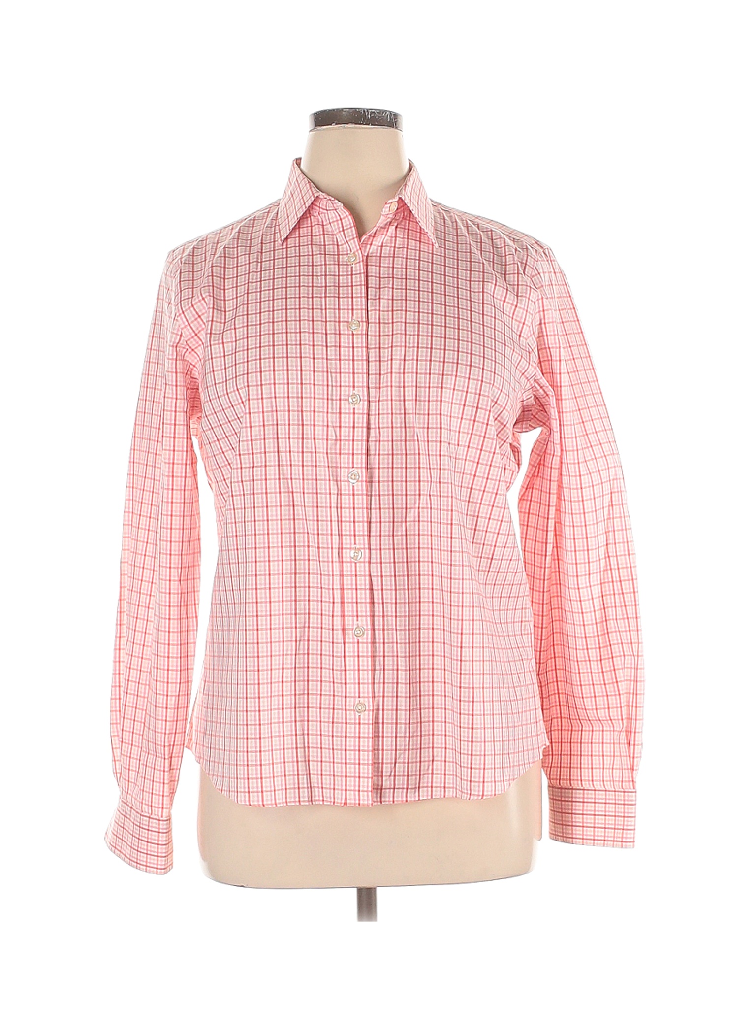 Lands' End Women Pink Long Sleeve Button-Down Shirt 16 | eBay