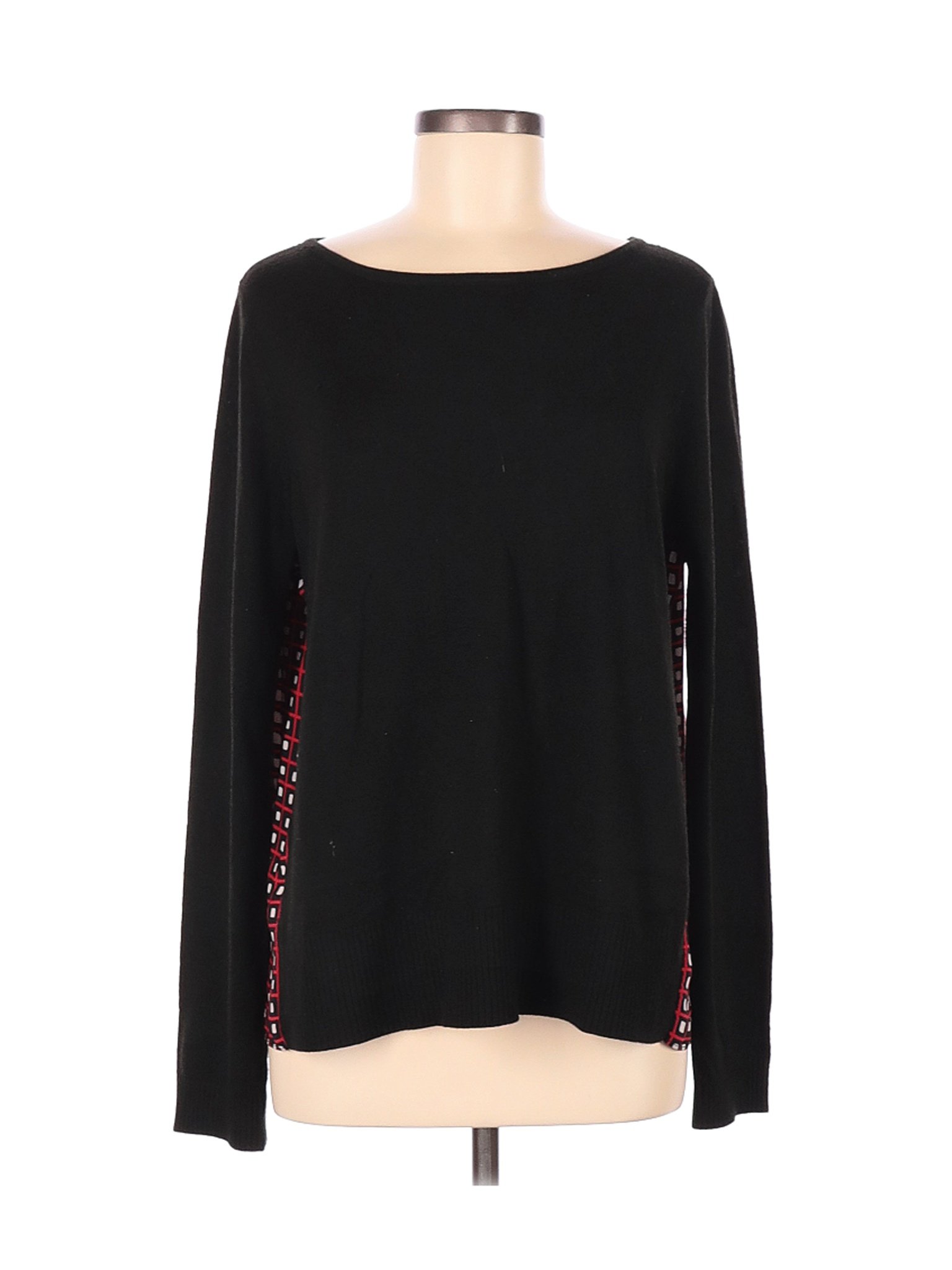 Ann Taylor LOFT 100% Polyester Solid Black Long Sleeve Top Size M - 84% ...