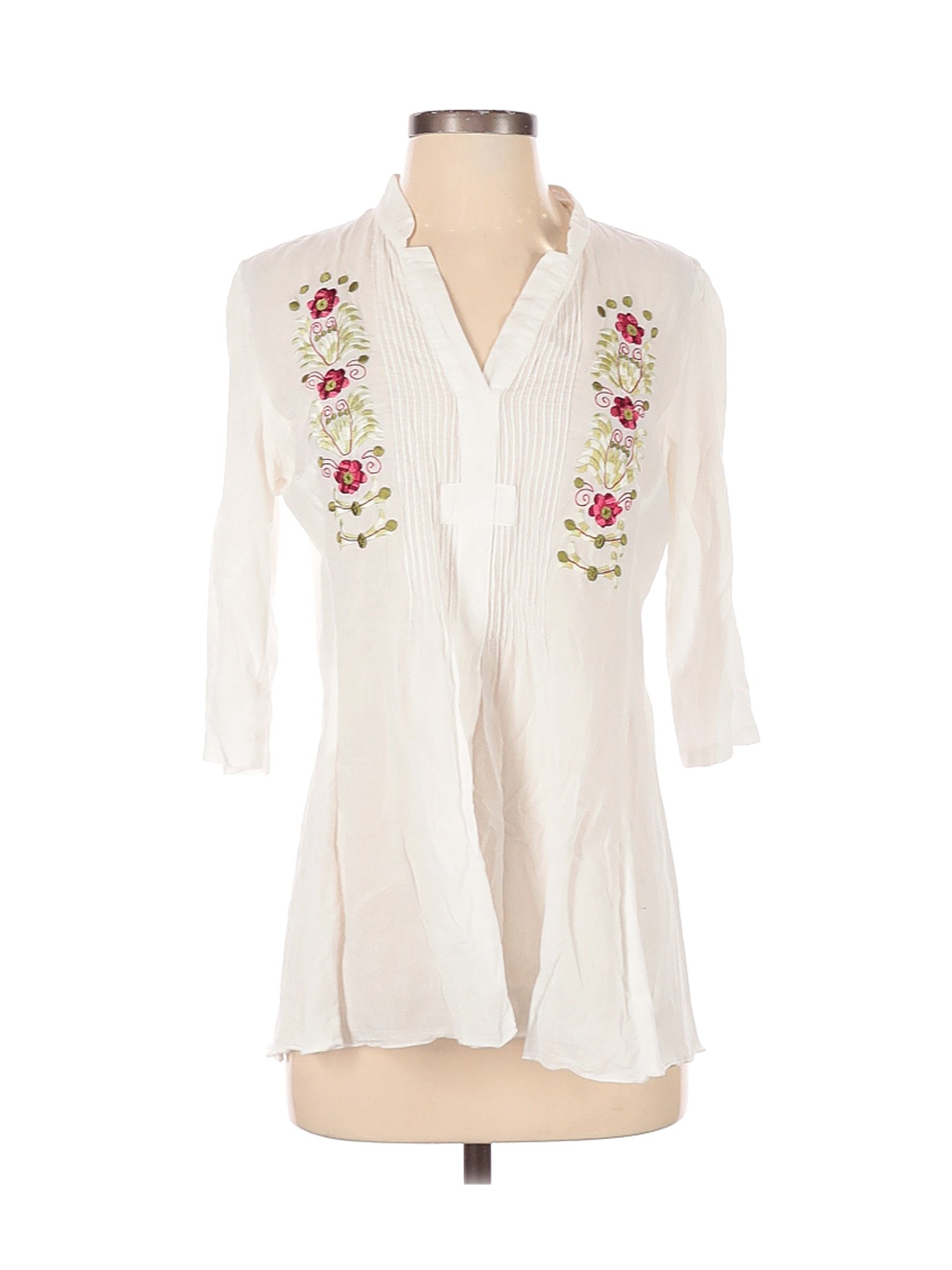 V Cristina Women Ivory 3/4 Sleeve Blouse S | eBay