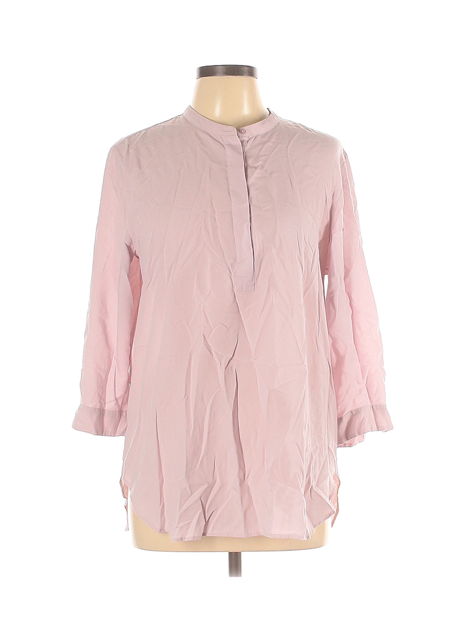 Uniqlo Women Pink 3/4 Sleeve Blouse L | eBay