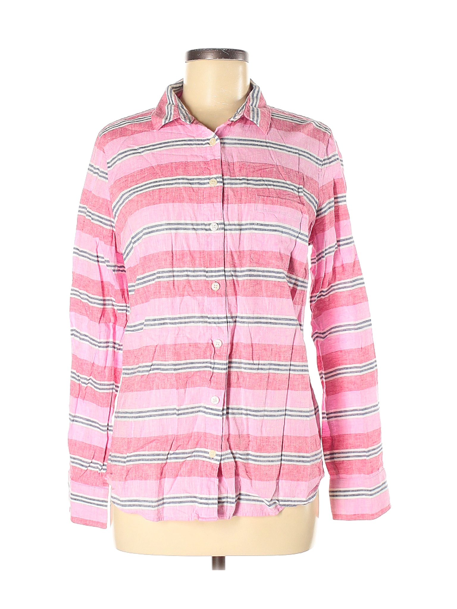 J.Crew Women Pink Long Sleeve Button-Down Shirt M | eBay