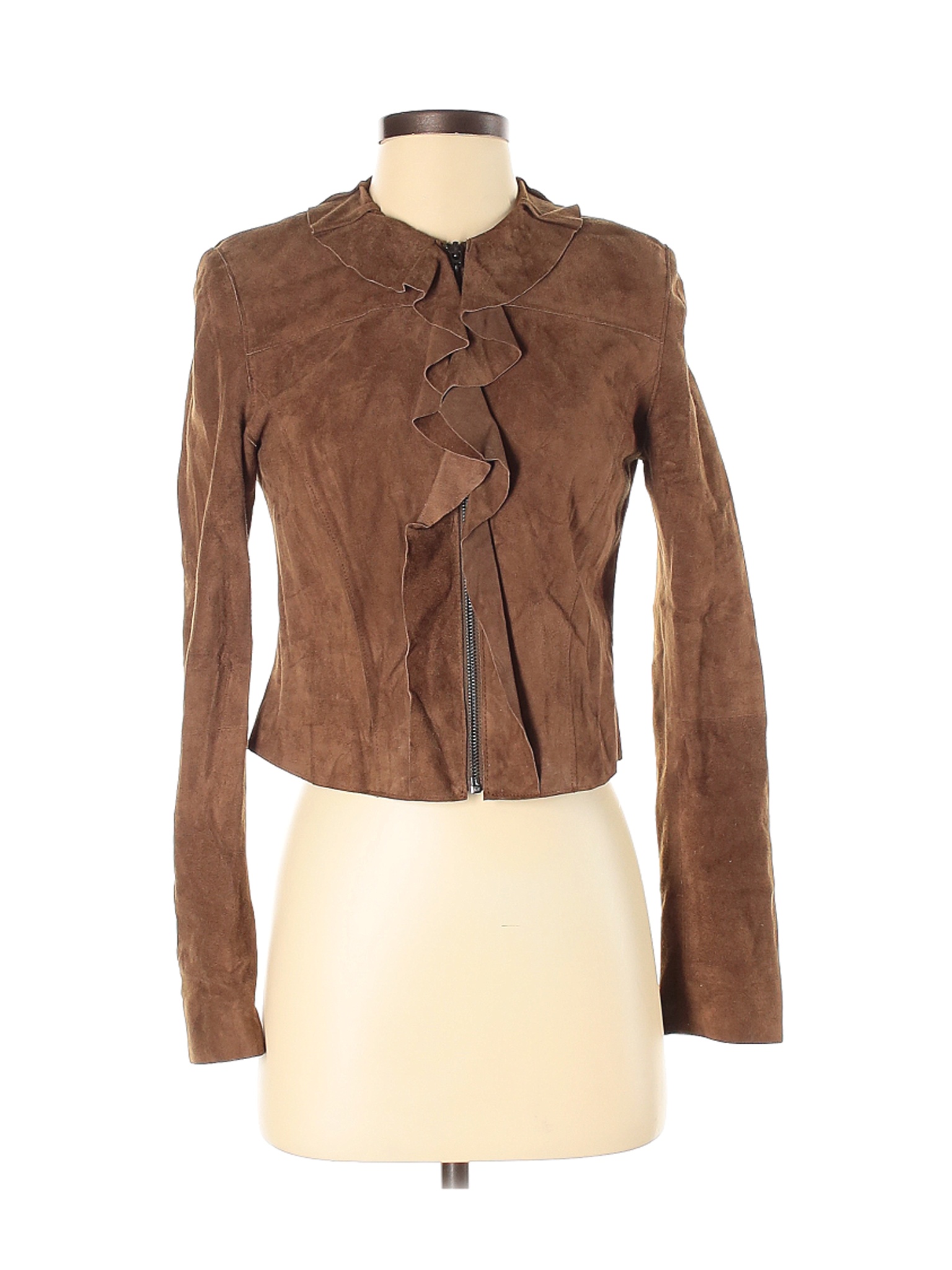Elie Tahari Women Brown Leather Jacket 2 | eBay