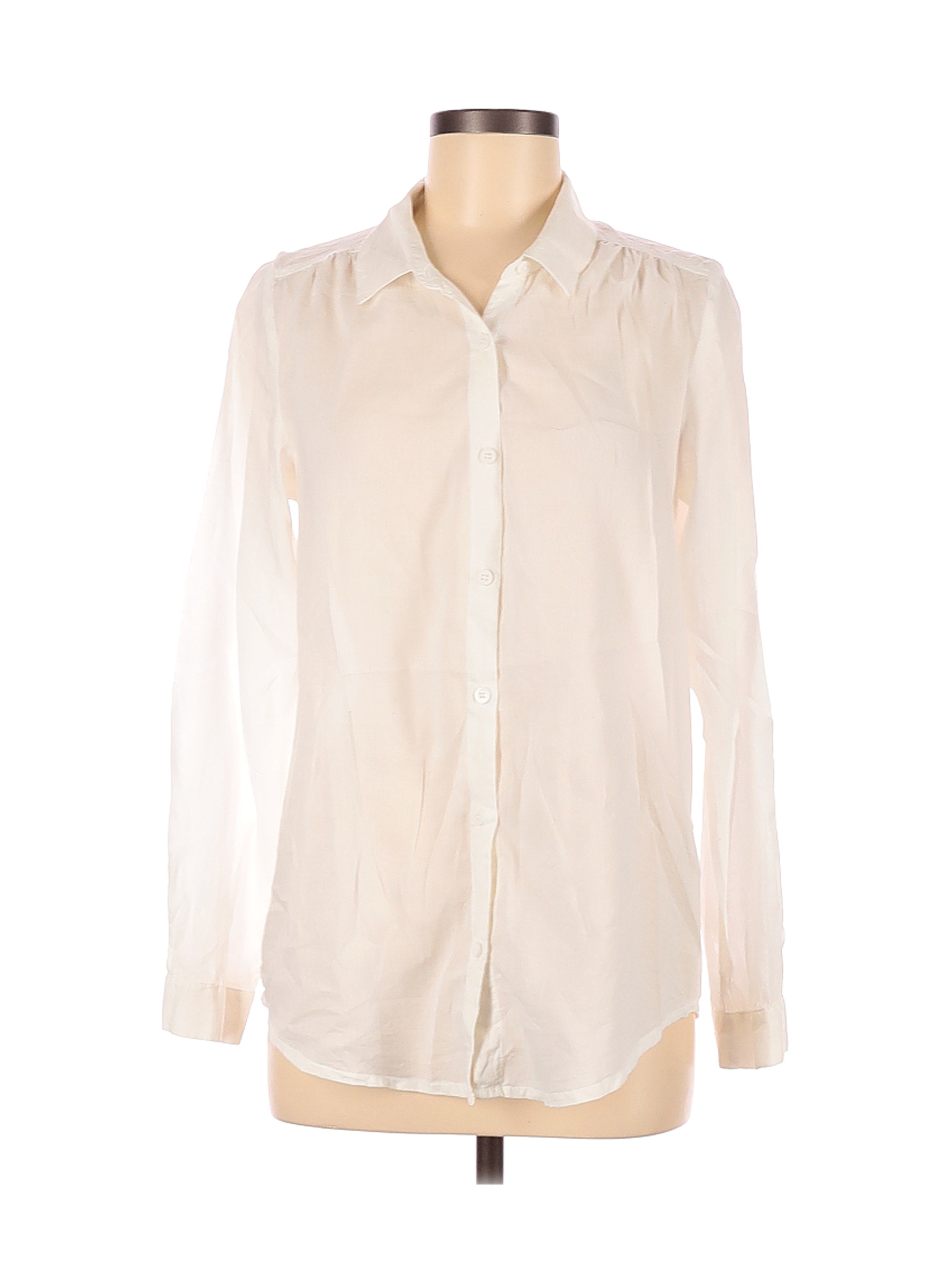 Divided by H&M Women Ivory Long Sleeve Button-Down Shirt 6 | eBay