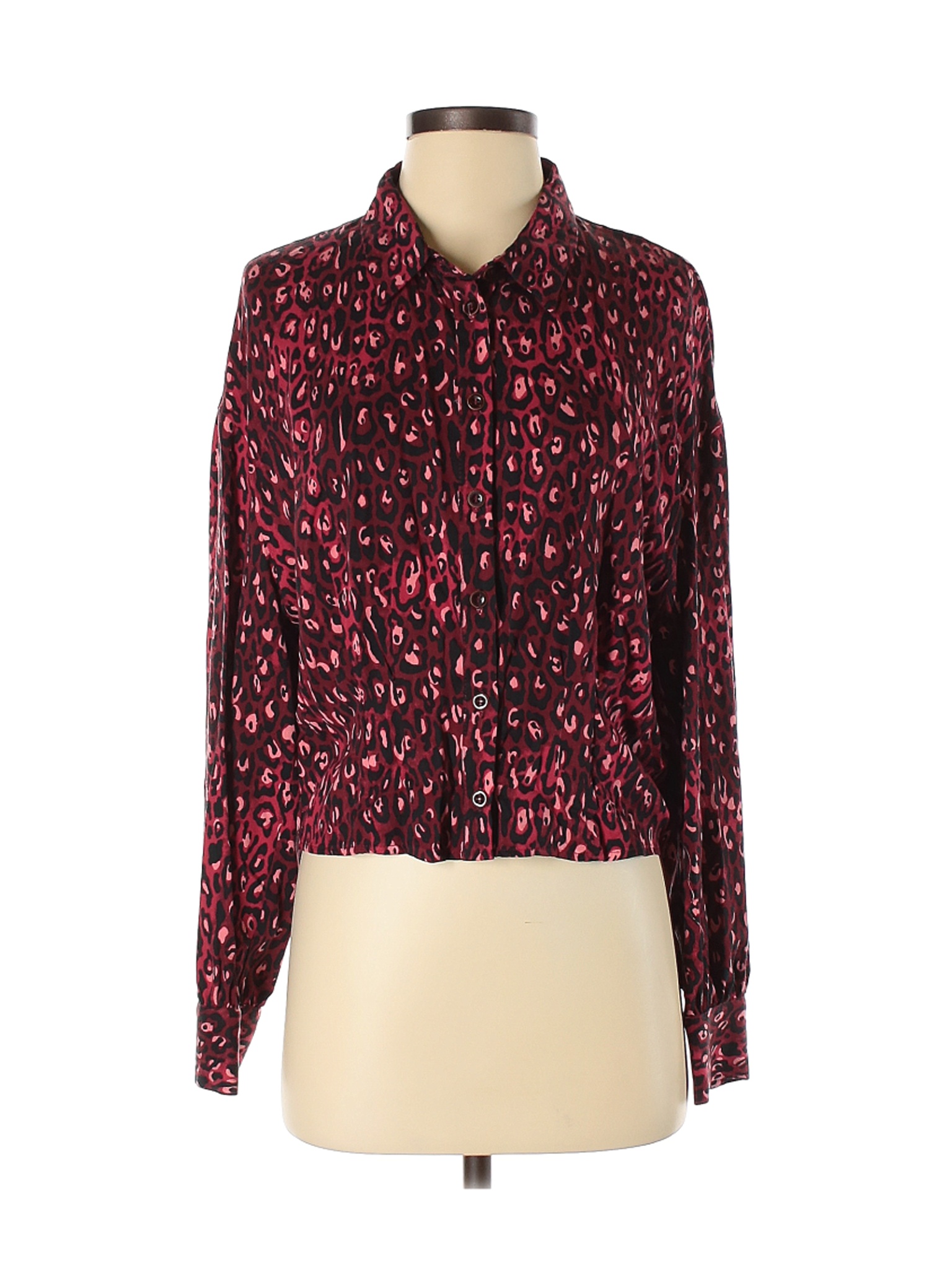 Zara TRF Women Red Long Sleeve Button-Down Shirt M | eBay