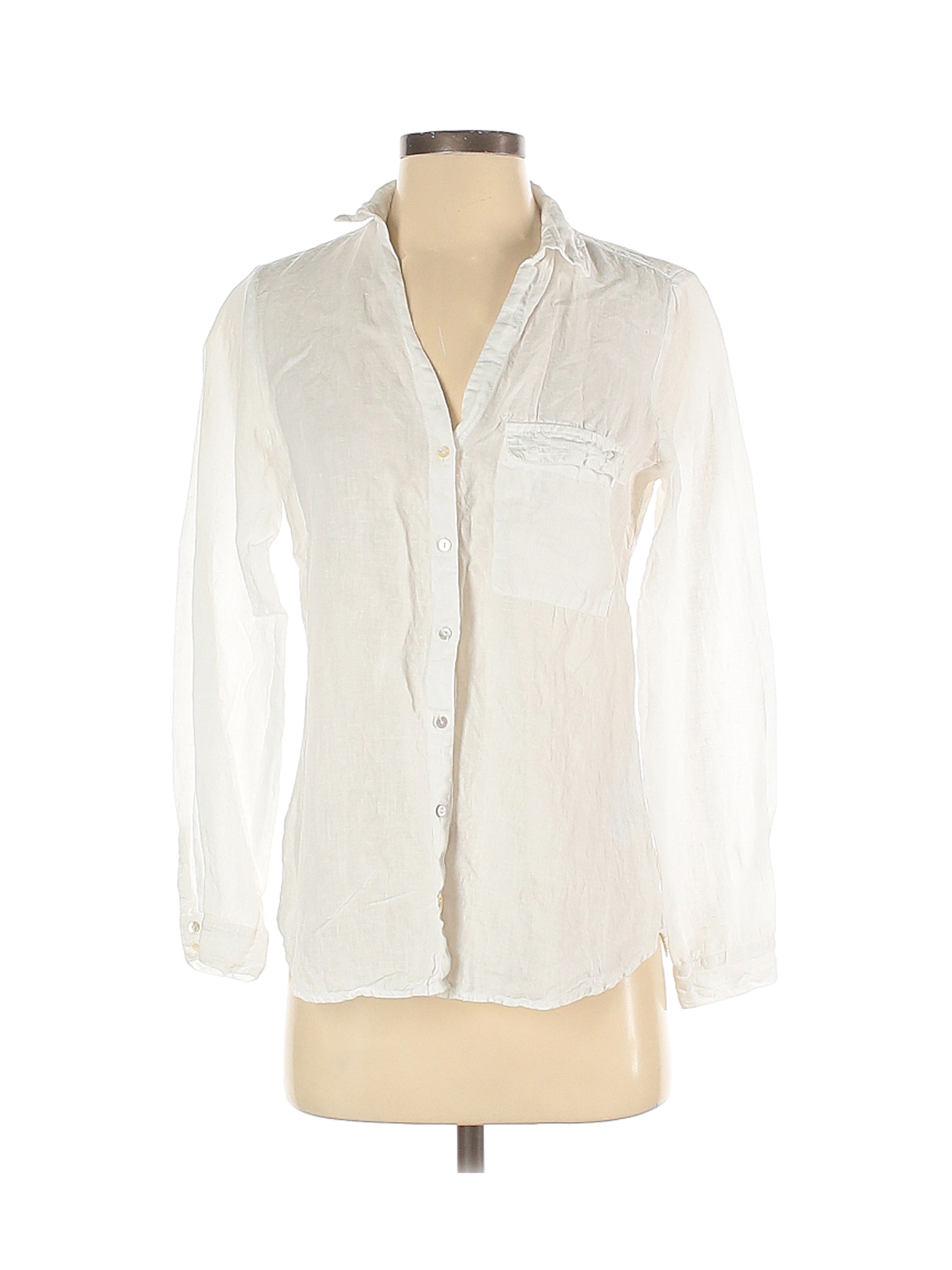 Zara Basic Women Ivory Long Sleeve Button-Down Shirt S | eBay