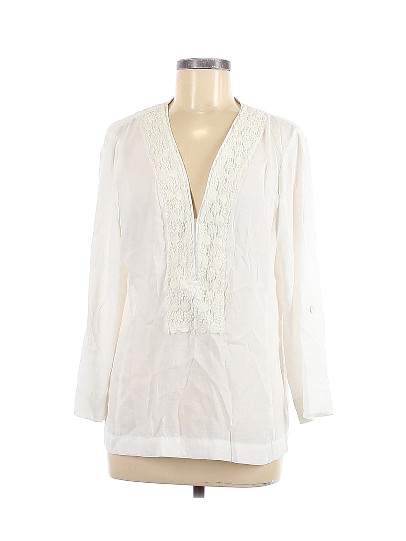 Nanette Lepore Women White Long Sleeve Blouse L | eBay