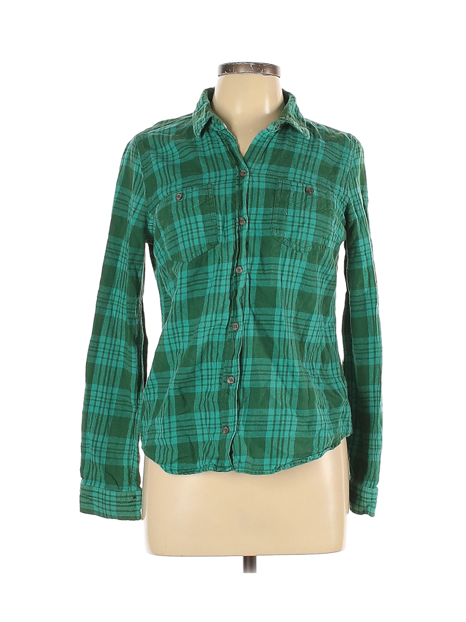 Mossimo Women Green Long Sleeve Button-Down Shirt L | eBay