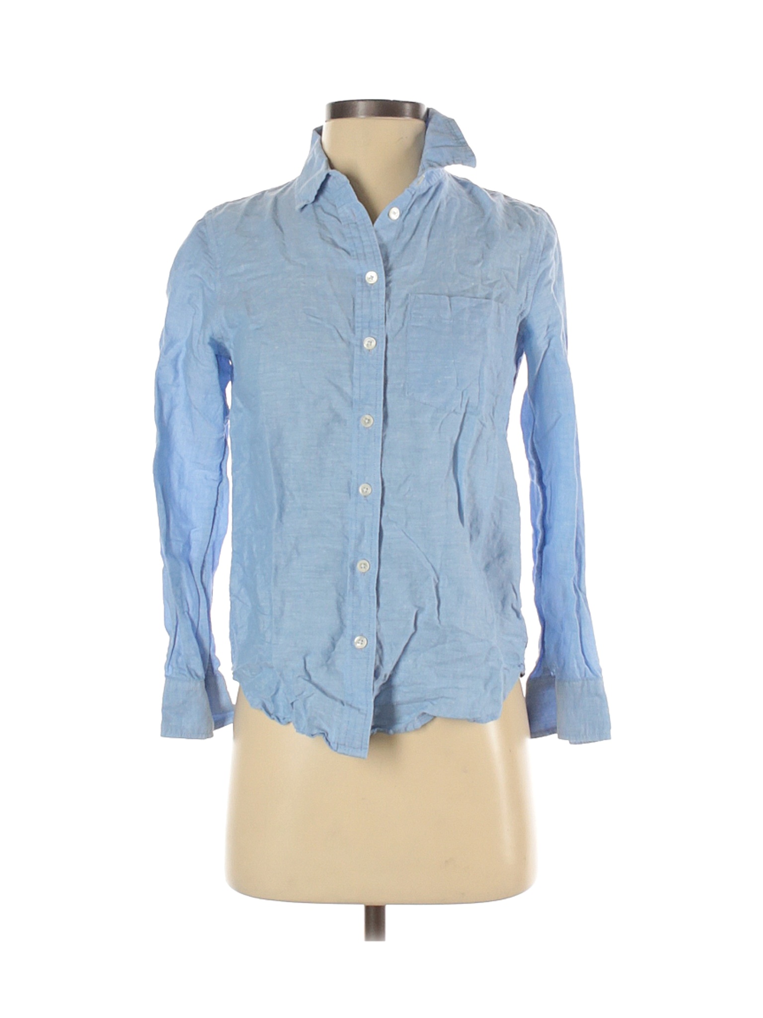 Banana Republic Women Blue Long Sleeve Button-Down Shirt XS Petites | eBay