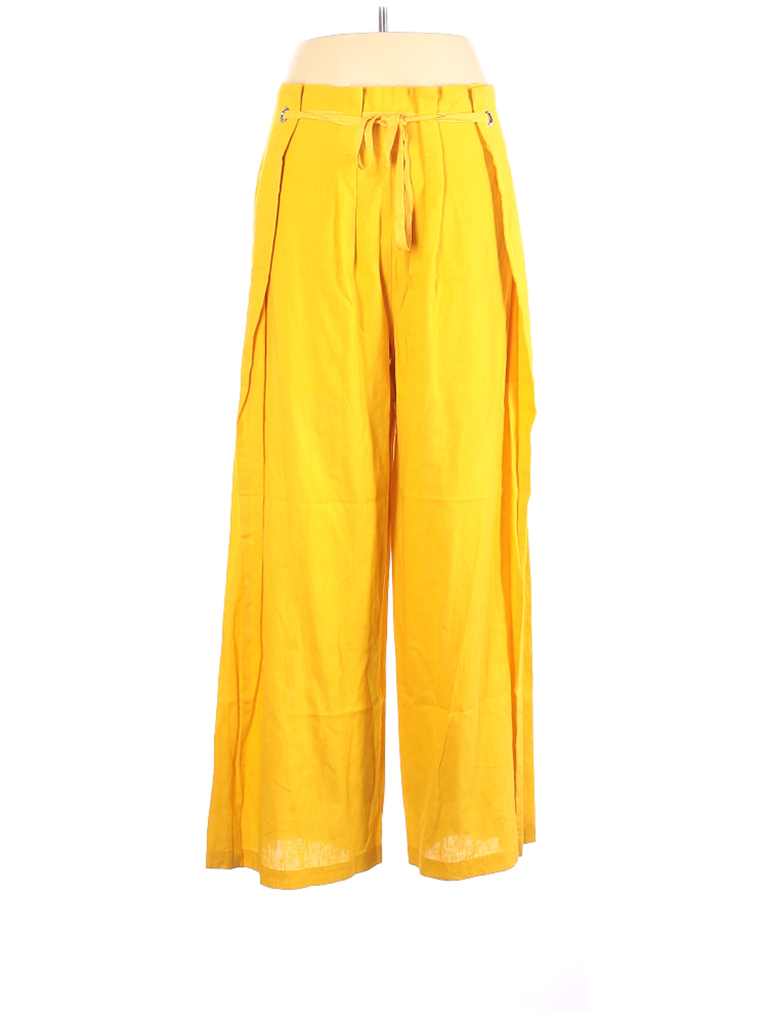 NWT BCBGMAXAZRIA Women Yellow Linen Pants L | eBay