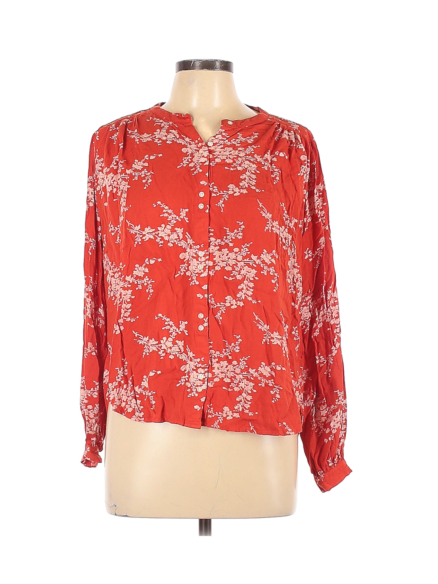 Gap Women Orange Long Sleeve Button-Down Shirt L | eBay