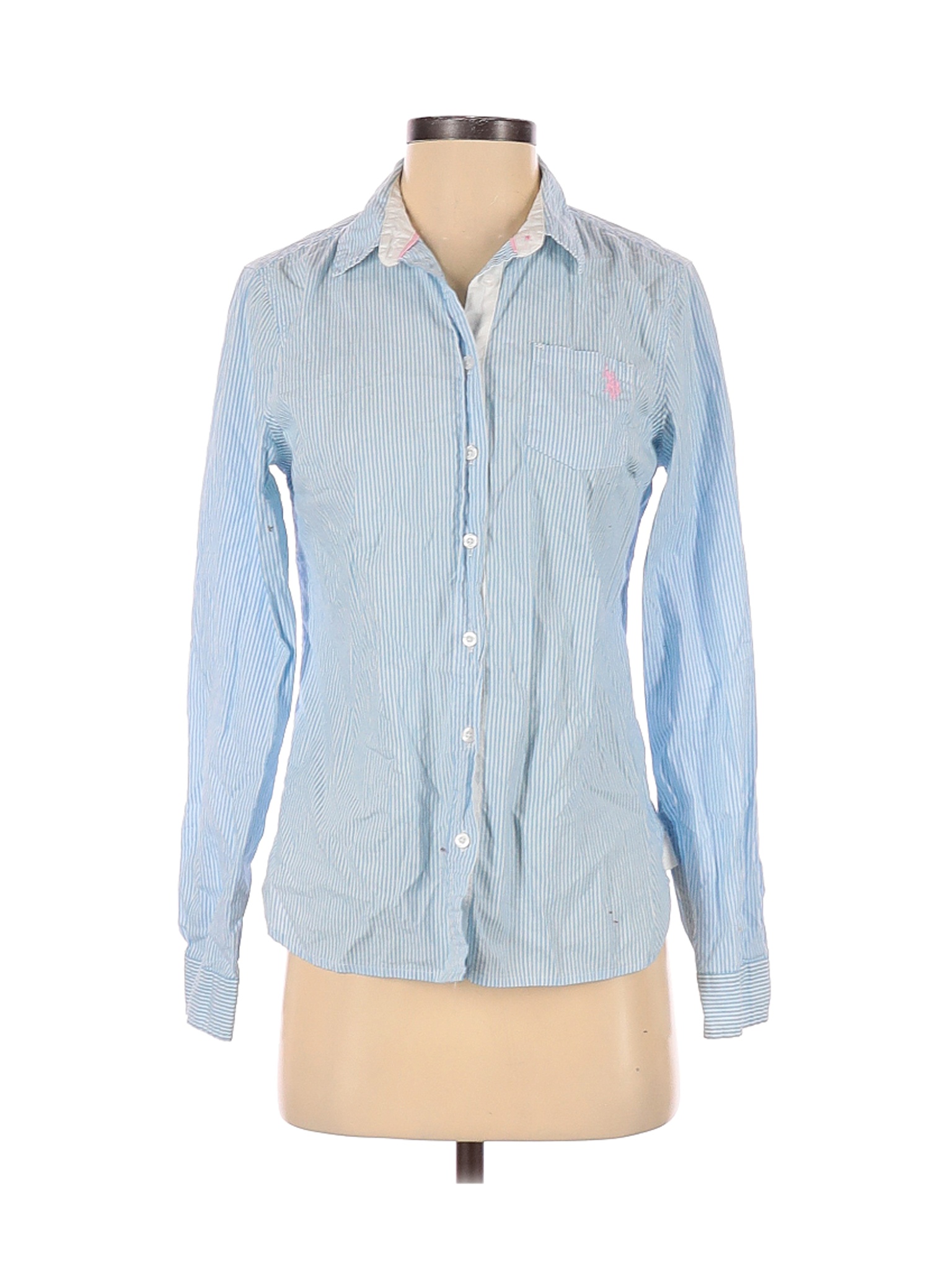 U.S. Polo Assn. Women Blue Long Sleeve Button-Down Shirt S | eBay