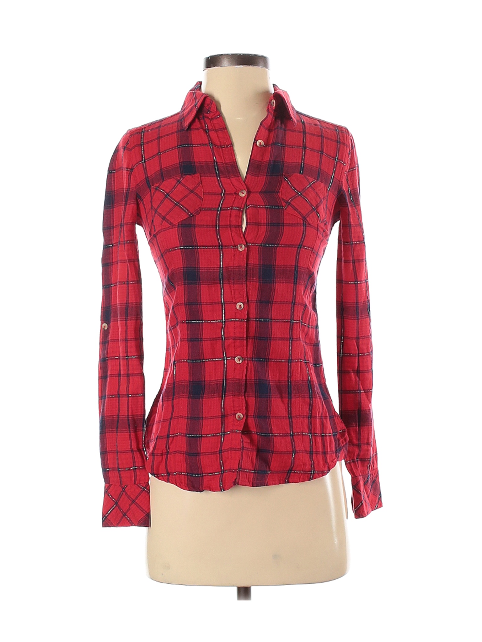 SO Women Red Long Sleeve Button-Down Shirt XS | eBay
