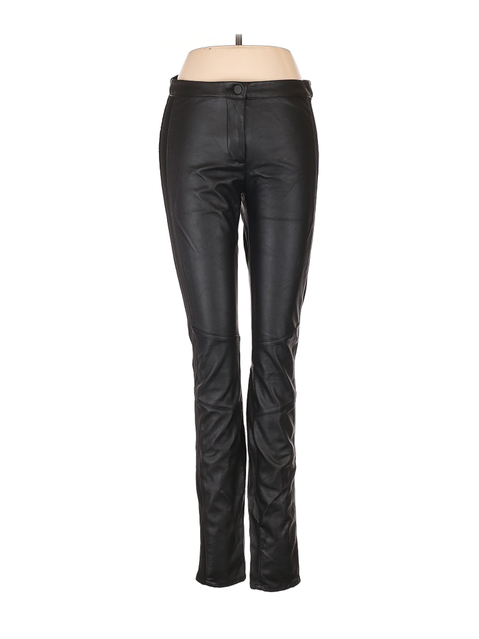 H&M Women Black Faux Leather Pants 6 | eBay
