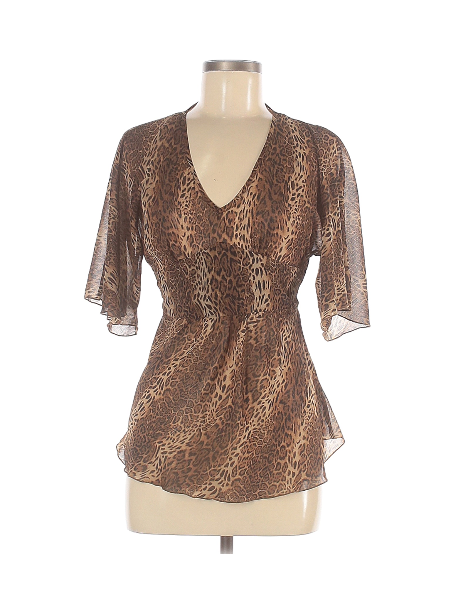 H&M Women Gold Short Sleeve Blouse 6 | eBay