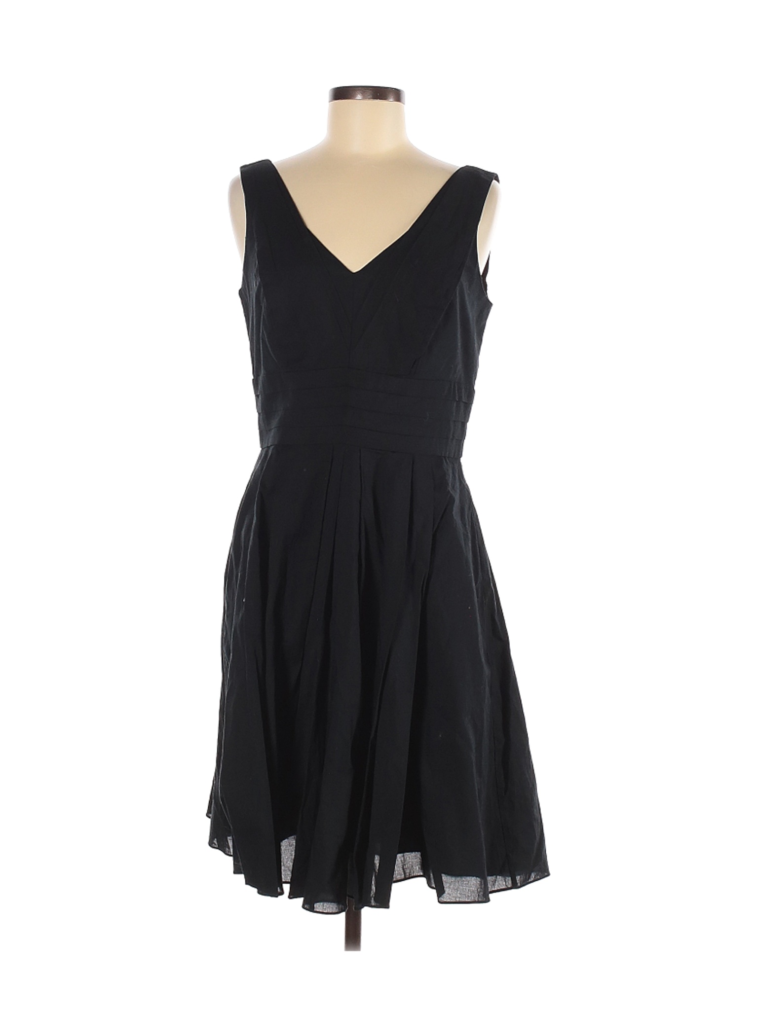 White House Black Market 100% Cotton Solid Black Casual Dress Size 8 ...