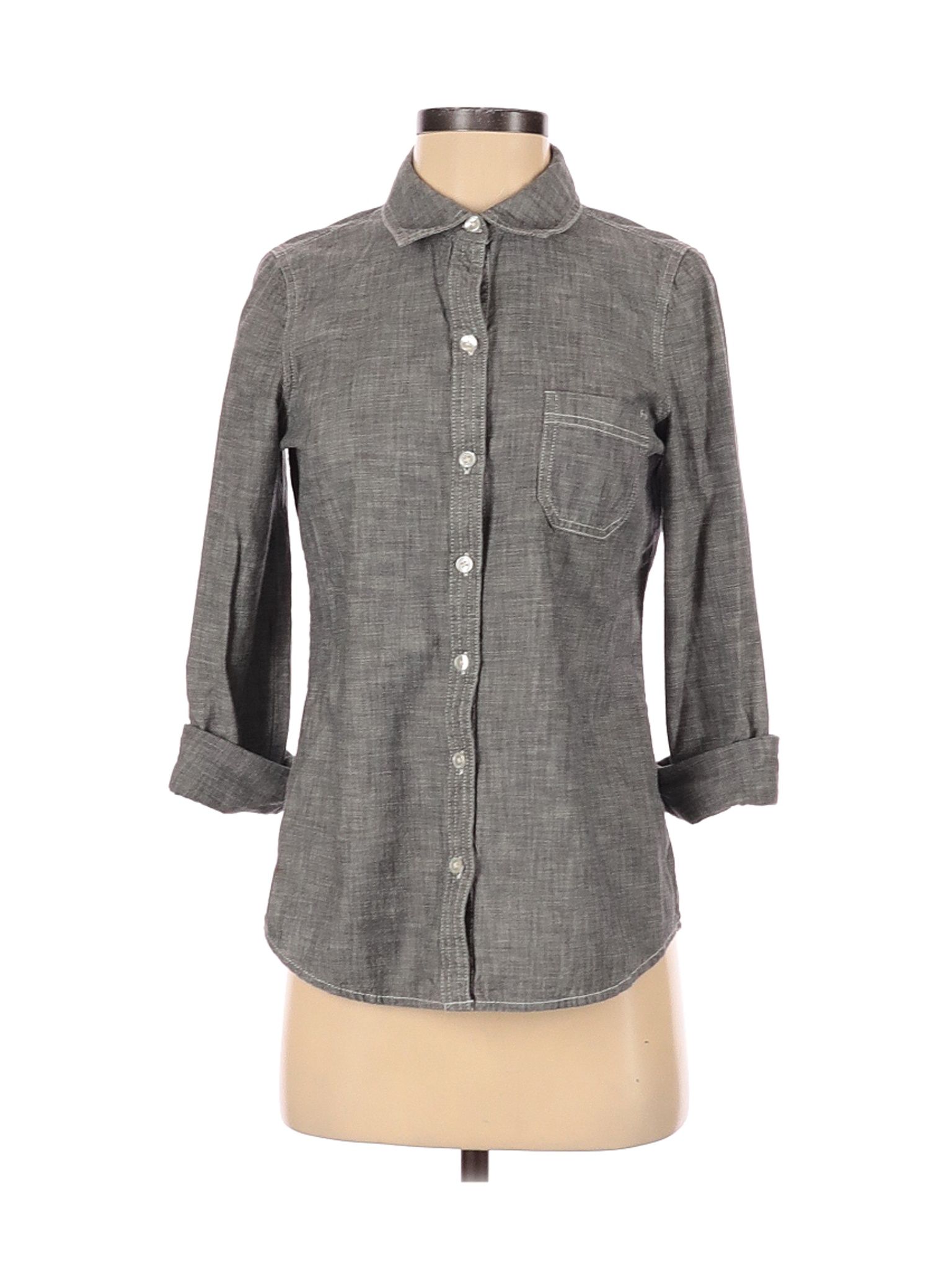 Old Navy Women Gray Long Sleeve Button-Down Shirt XS | eBay
