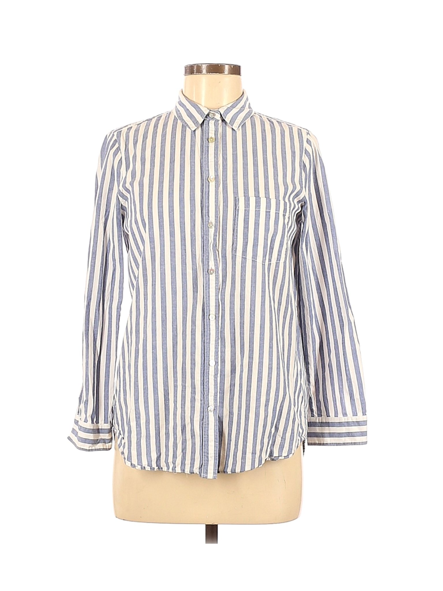 Jane and Delancey 100% Cotton Stripes Blue Long Sleeve Button-Down ...