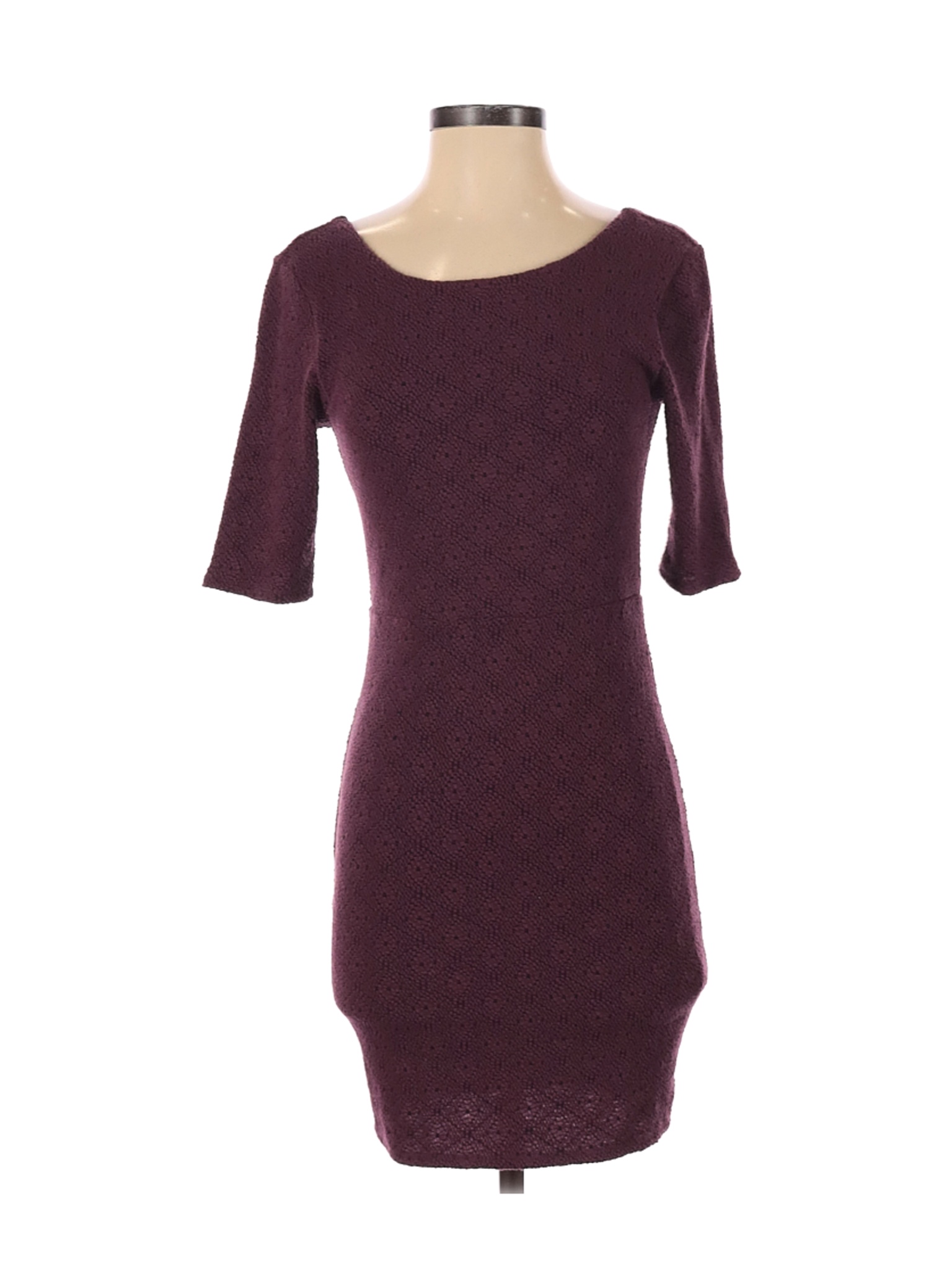 Solid Maroon Purple Casual Dress 