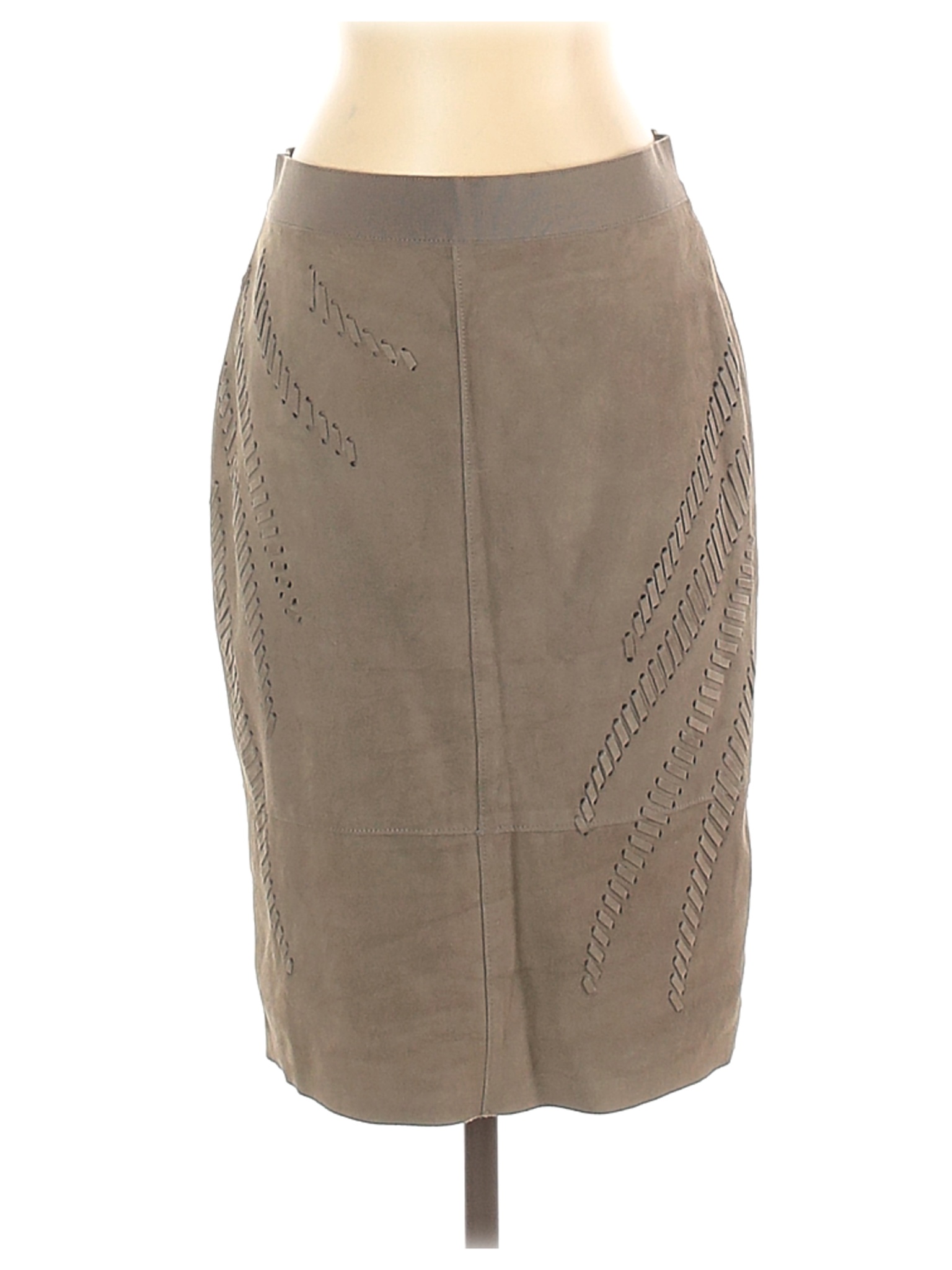 Elie Tahari Women Brown Leather Skirt 4 | eBay