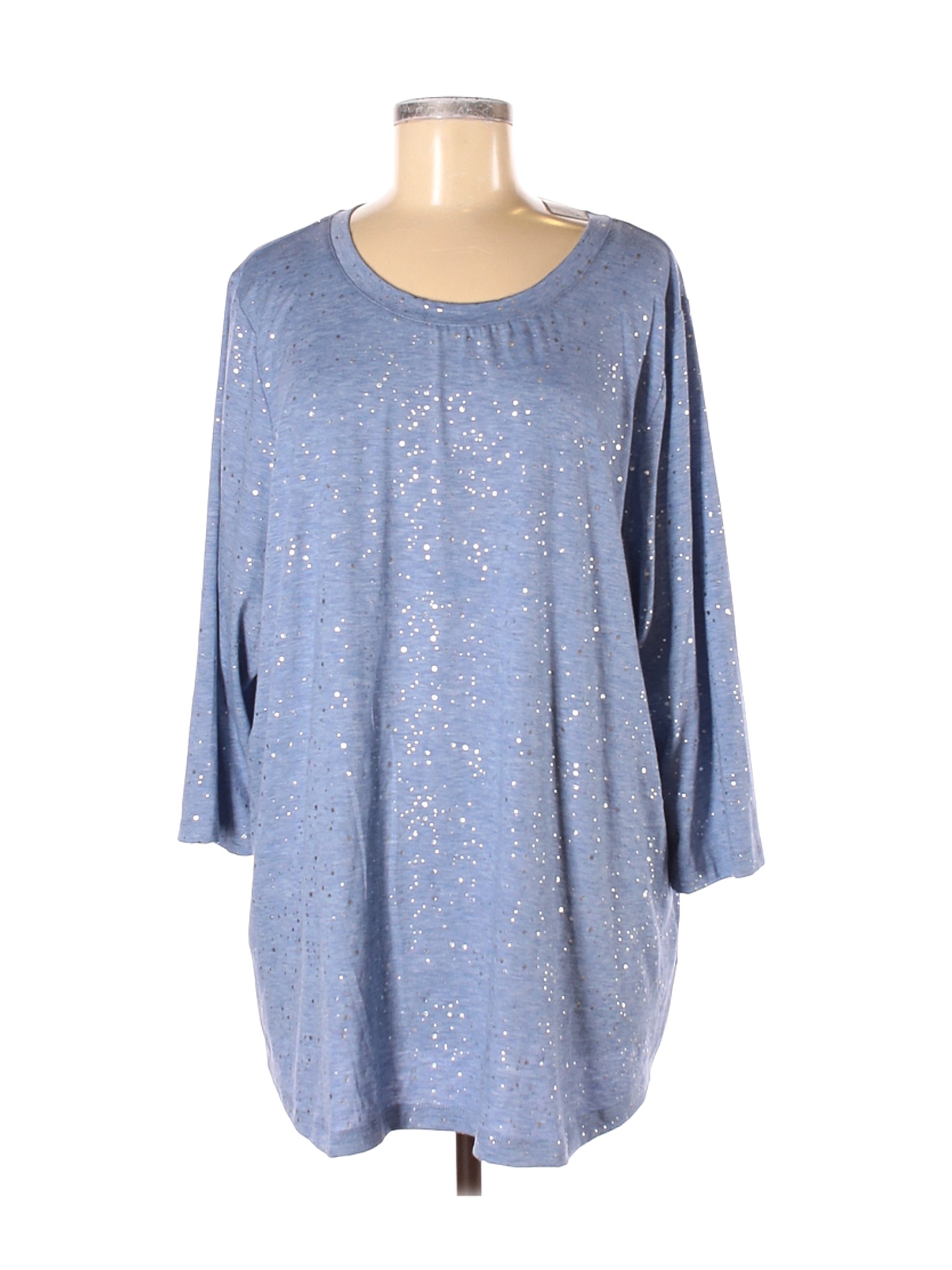 NWT Cj Banks Women Blue 3/4 Sleeve T-Shirt 2 | eBay