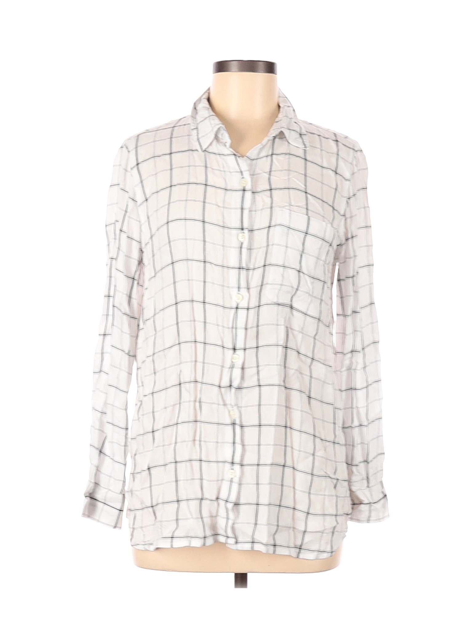Old Navy Women White Long Sleeve Button-Down Shirt M | eBay