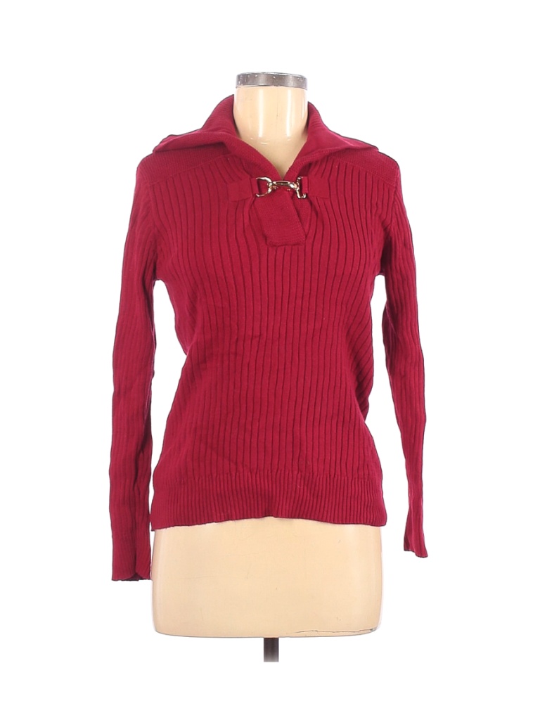 Lauren by Ralph Lauren 100% Cotton Stripes Red Pullover Sweater Size M ...