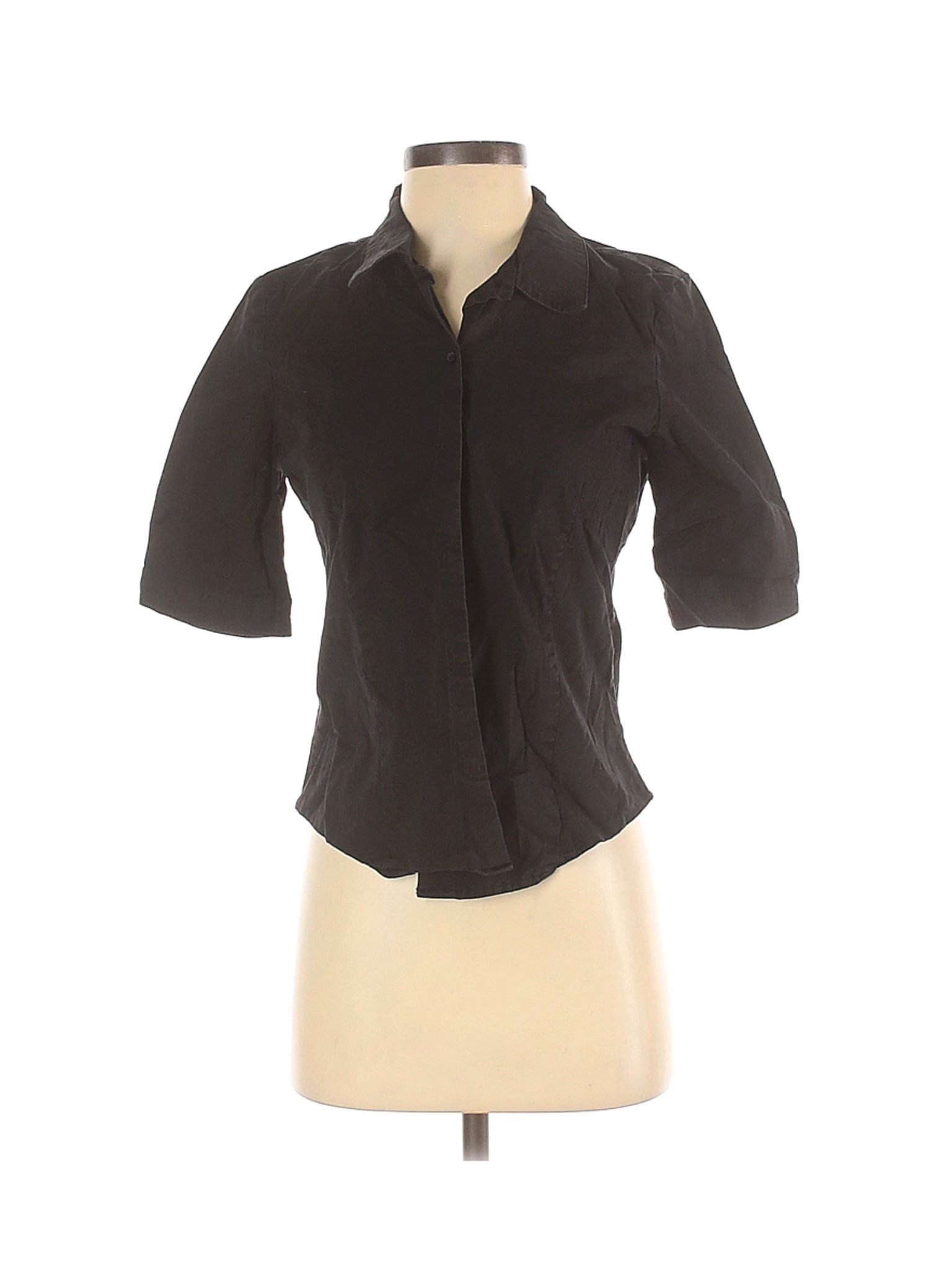 Gap Outlet Women Black Short Sleeve Button-Down Shirt S | eBay