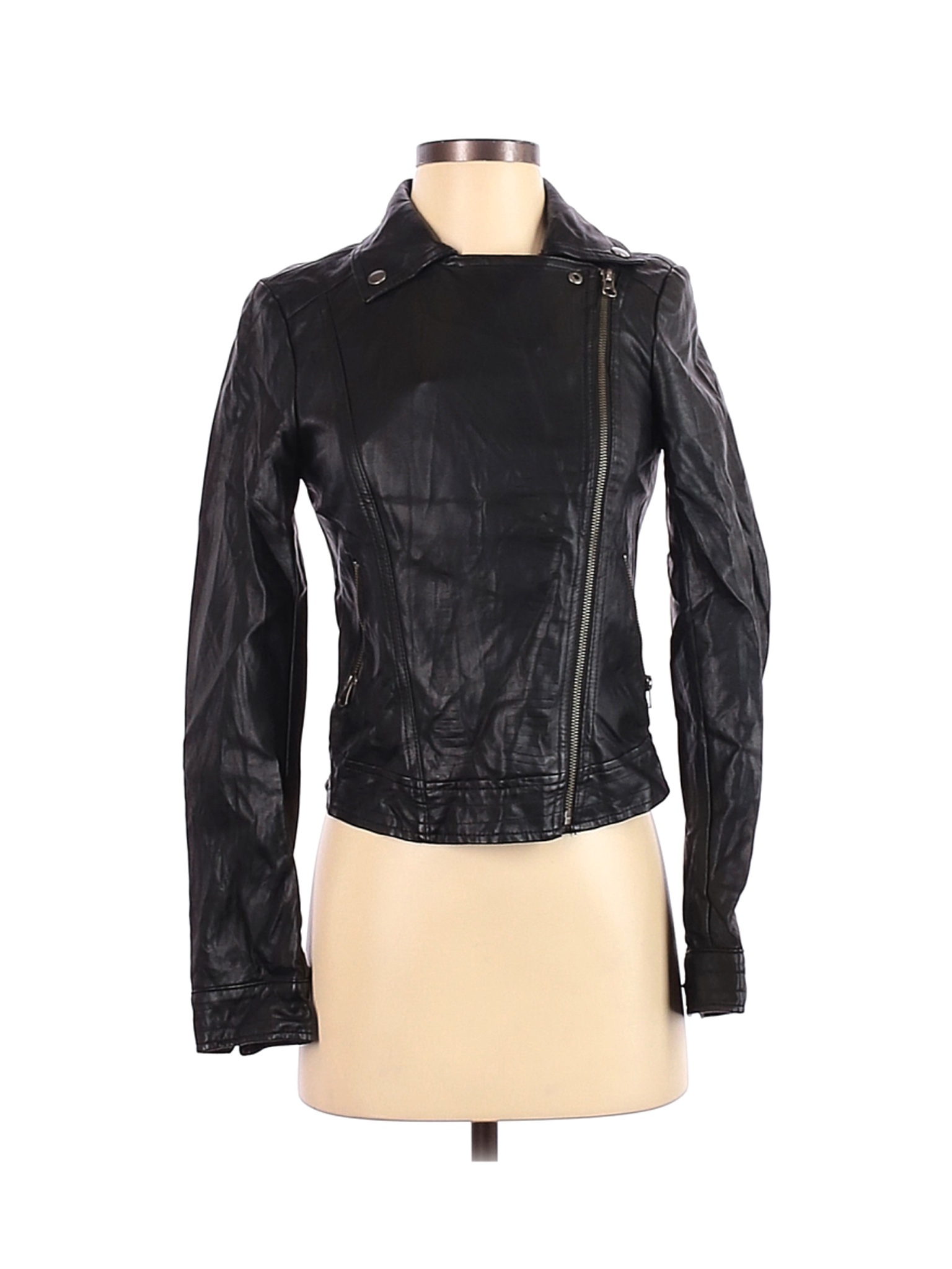 Rock & Republic Women Black Faux Leather Jacket XS | eBay
