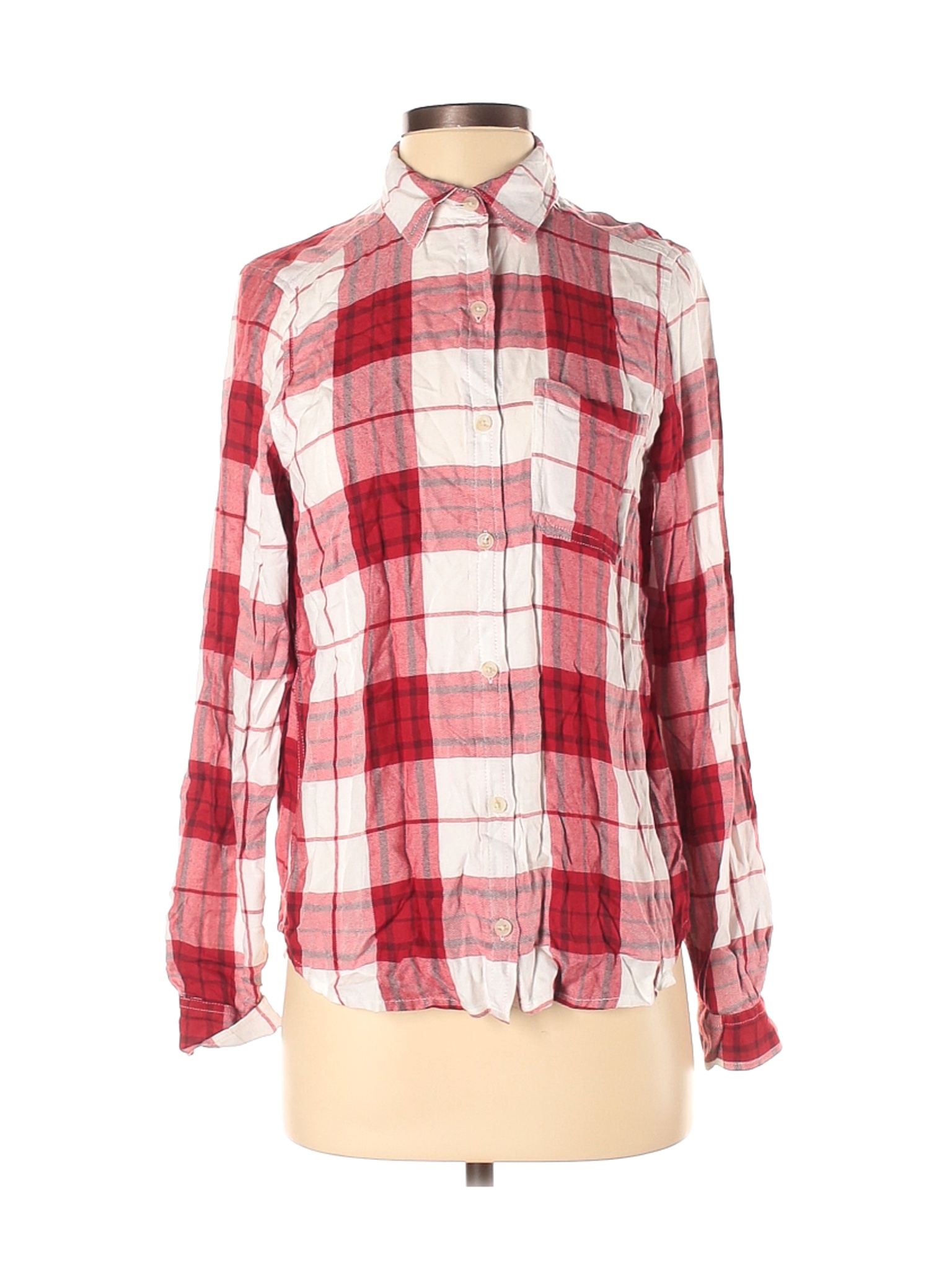 red long sleeve button down shirt women's