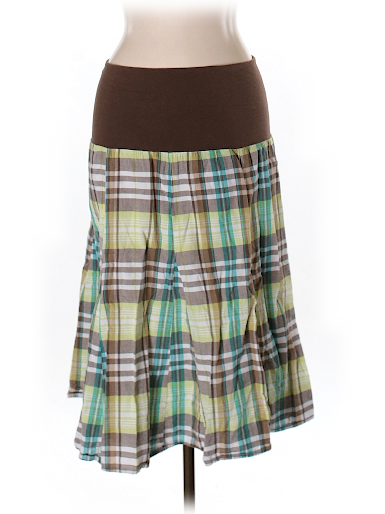 Lands' End 100% Cotton Plaid Brown Casual Skirt Size 10 - 83% off | thredUP