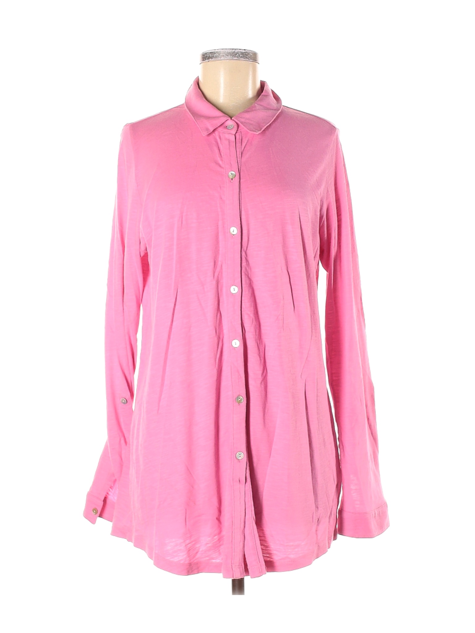 J.Jill Women Pink Long Sleeve Button-Down Shirt M | eBay