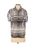 Lily Star 100% Polyester Stripes Silver Black Long Sleeve Blouse Size M - photo 1