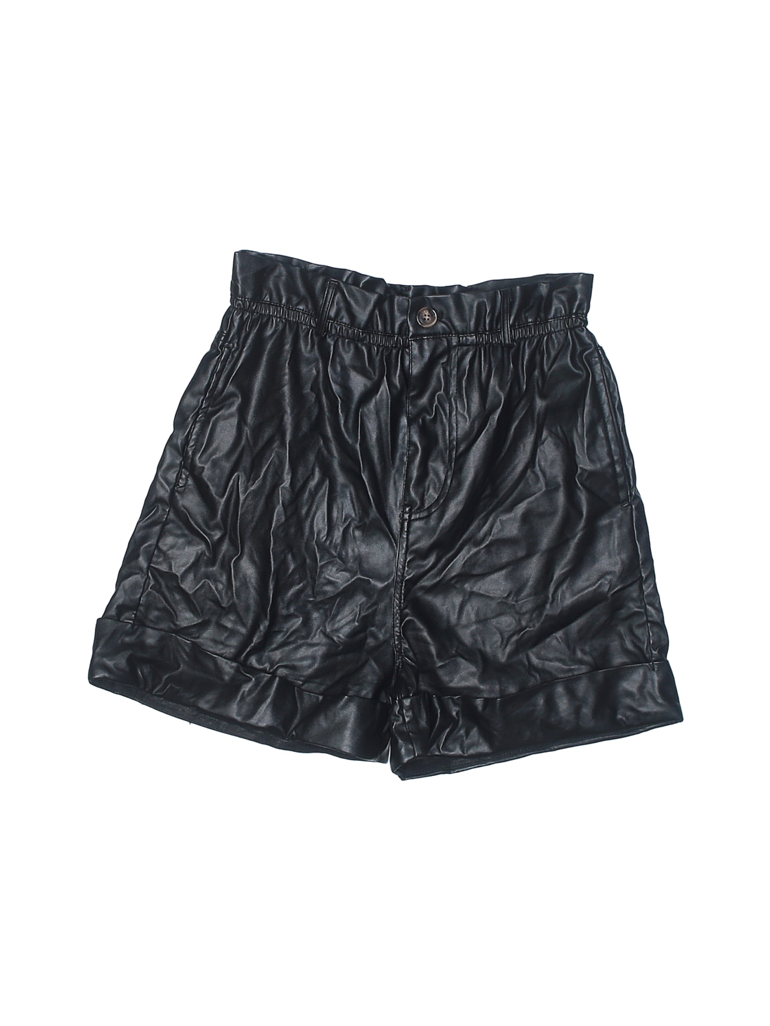Shein Women Black Faux Leather Shorts XS | eBay
