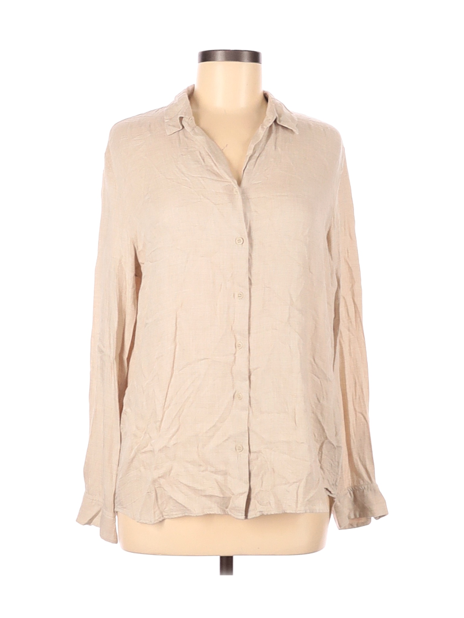 Uniqlo Women Brown Long Sleeve Button-Down Shirt M | eBay