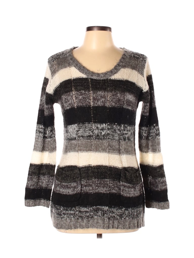 Bobbie Brooks Stripes Black Pullover Sweater Size L - 50% off | thredUP