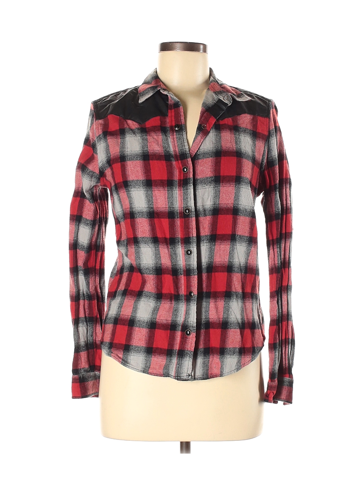 red long sleeve button down shirt women's