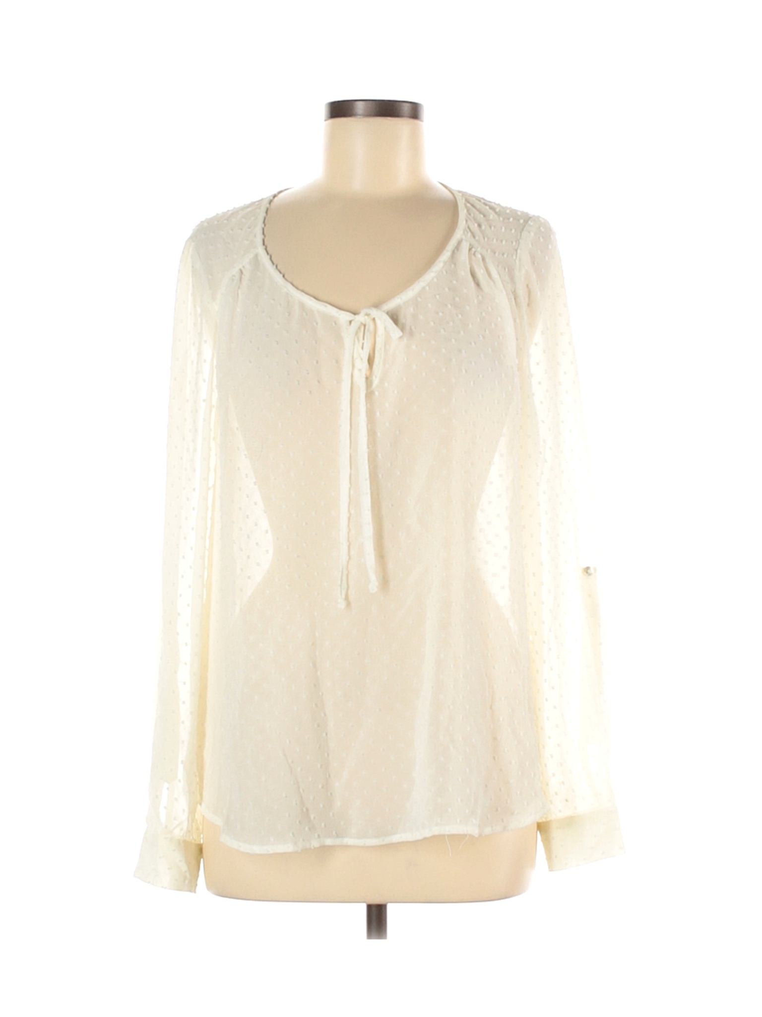The Limited Women Ivory Long Sleeve Blouse M | eBay
