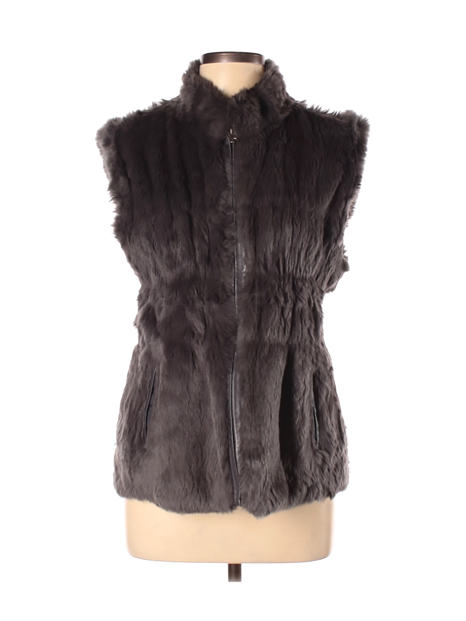 Linda Richards Women Brown Faux Fur Vest L | eBay