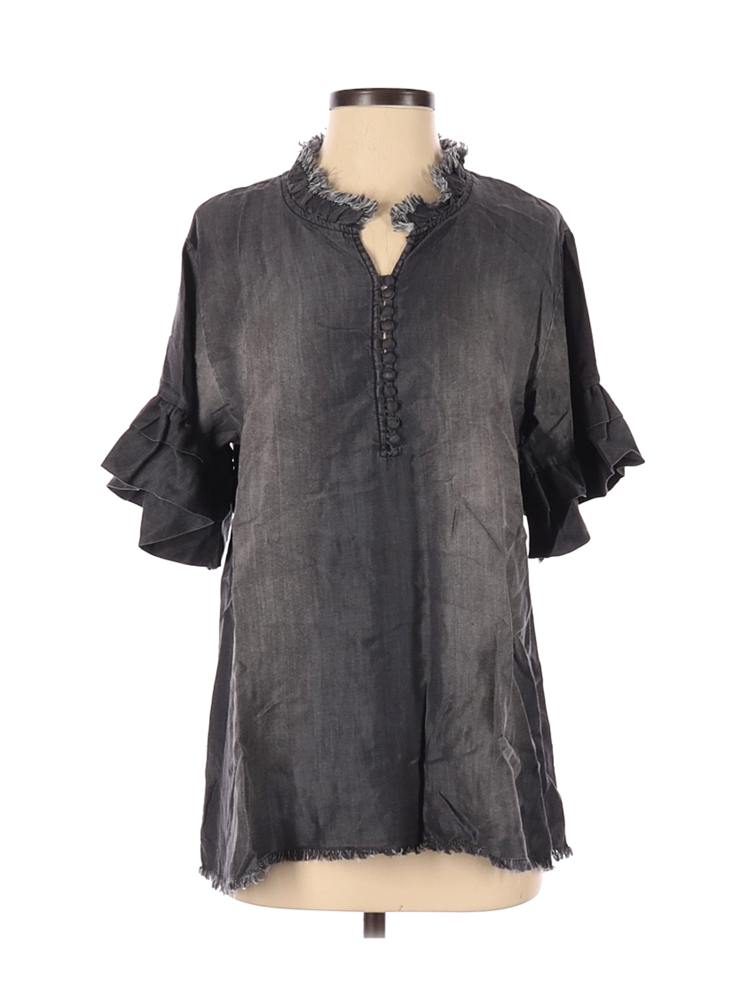 Indigo Thread Co. Women Gray Short Sleeve Blouse XS | eBay