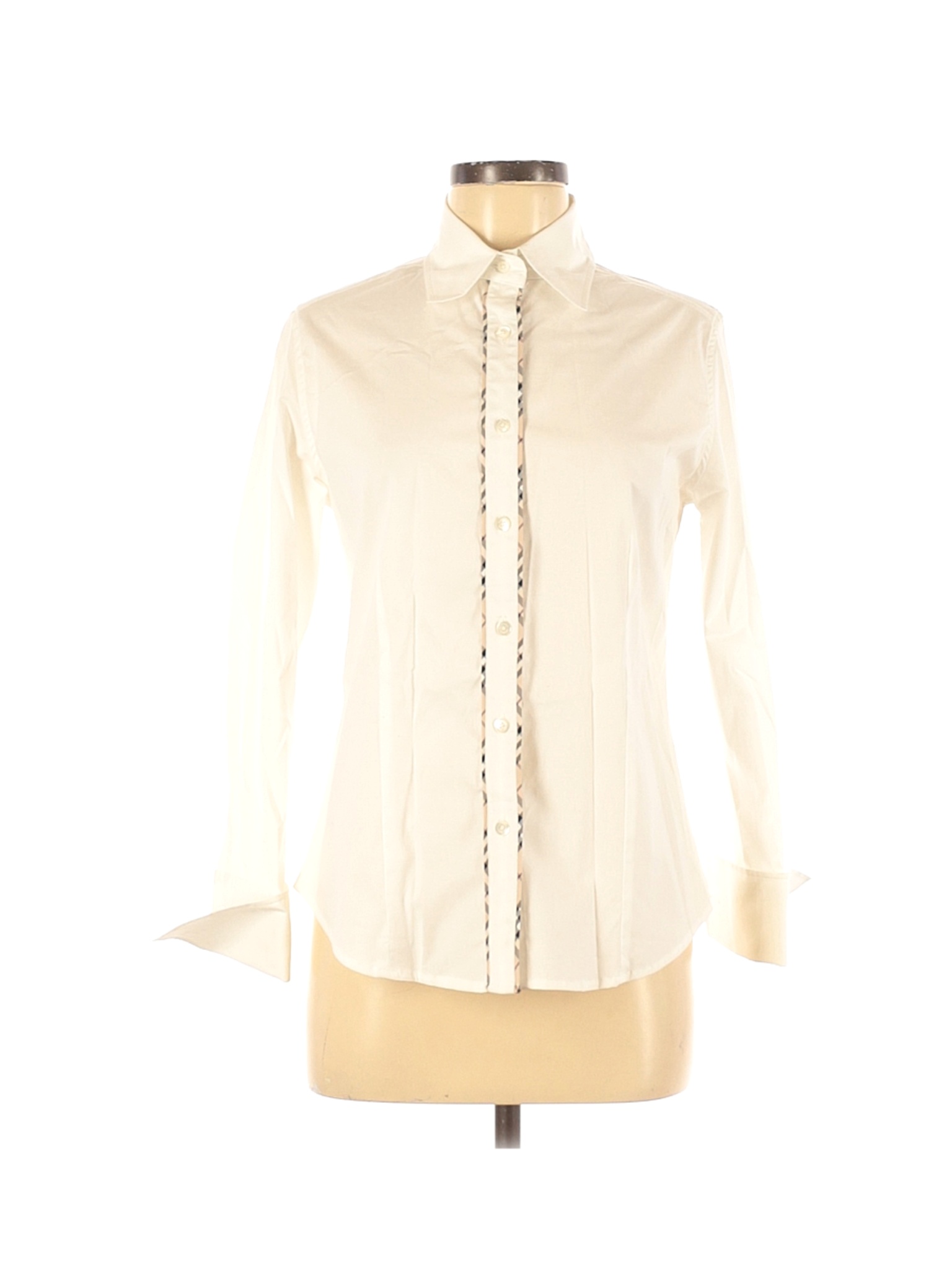 Burberry Women Ivory Long Sleeve Button-Down Shirt M | eBay
