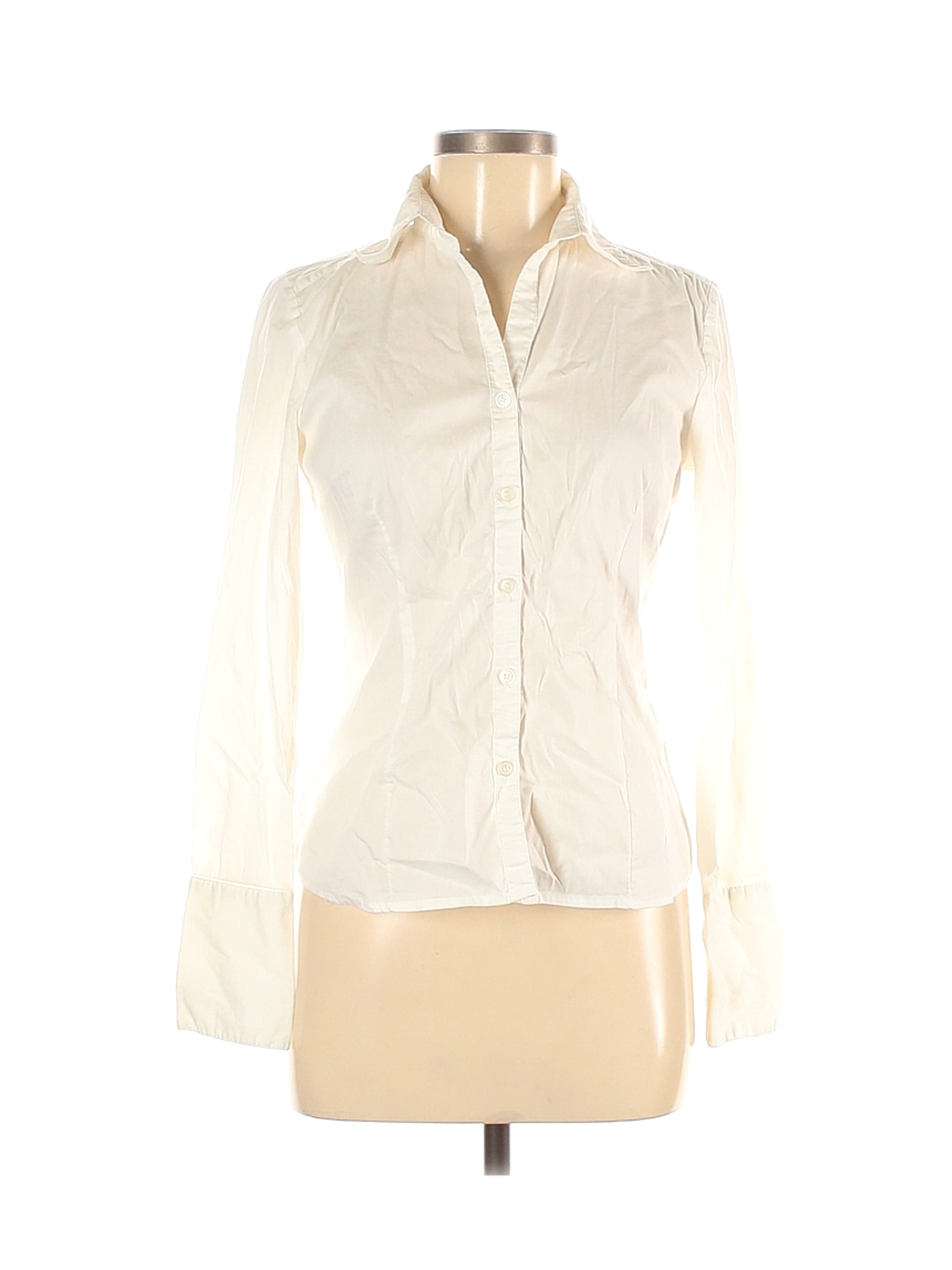 H&M Women Ivory Long Sleeve Button-Down Shirt 6 | eBay