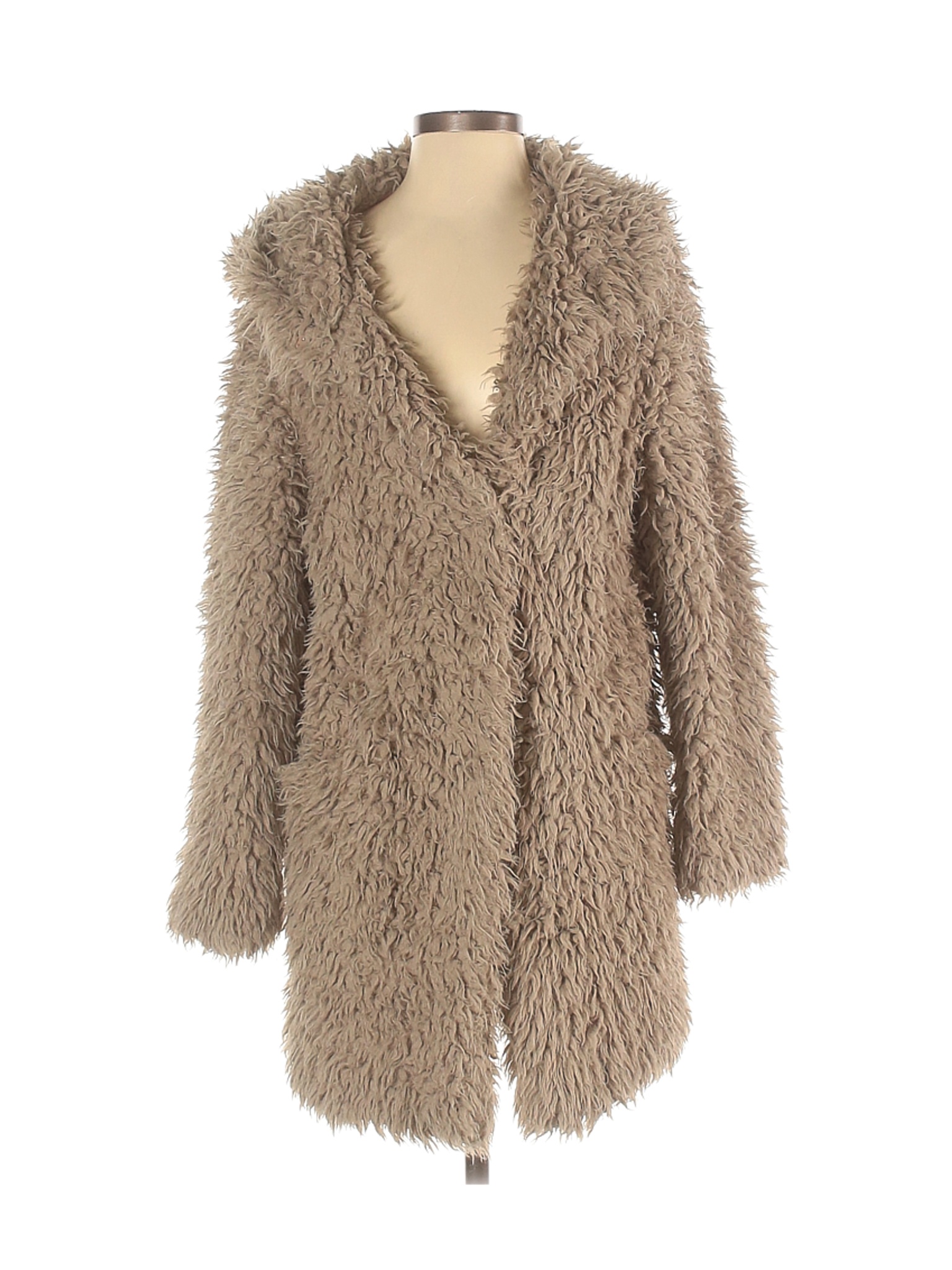zara brown faux fur coat