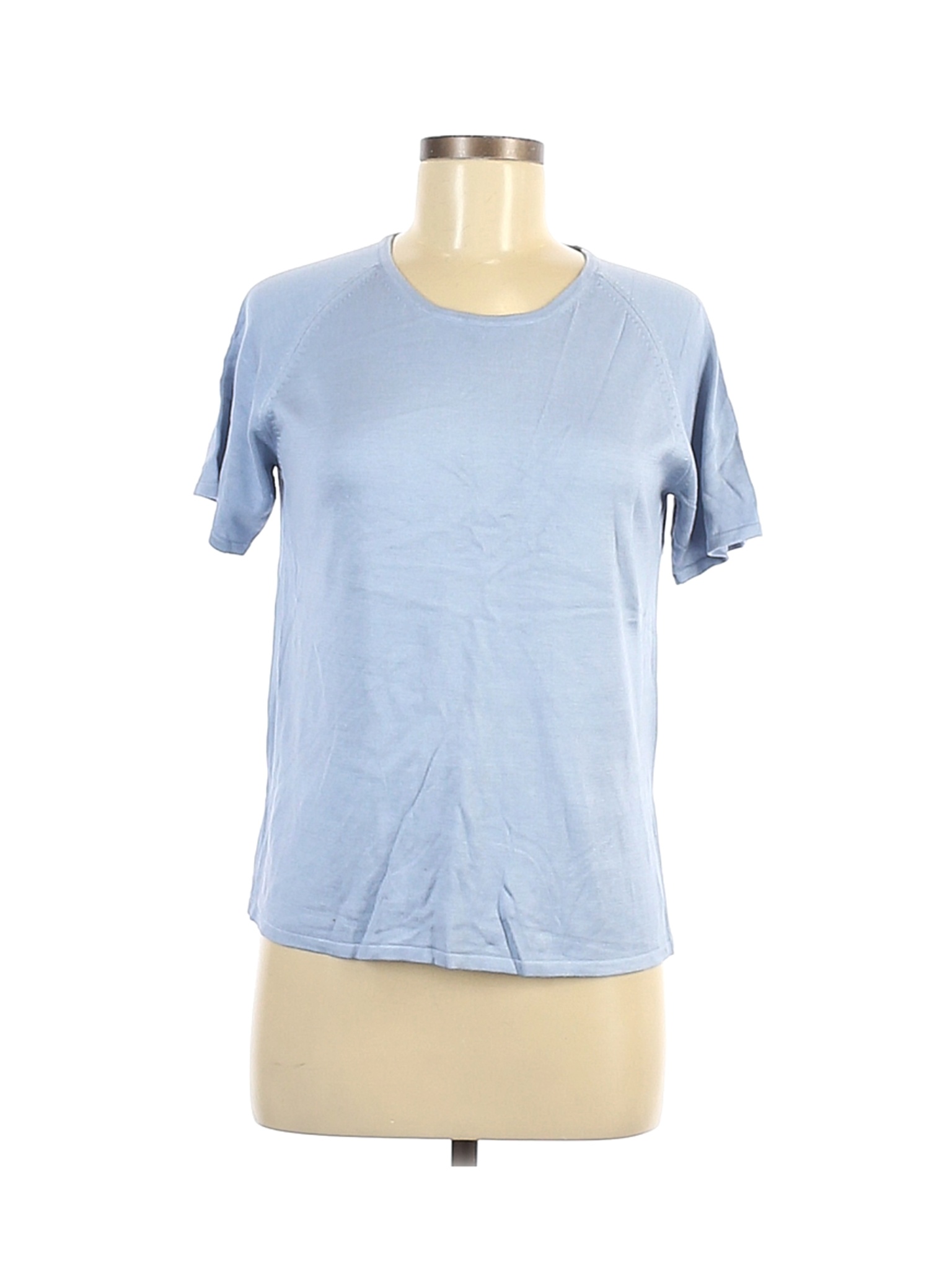 August Silk Women Blue Short Sleeve Silk Top L | eBay