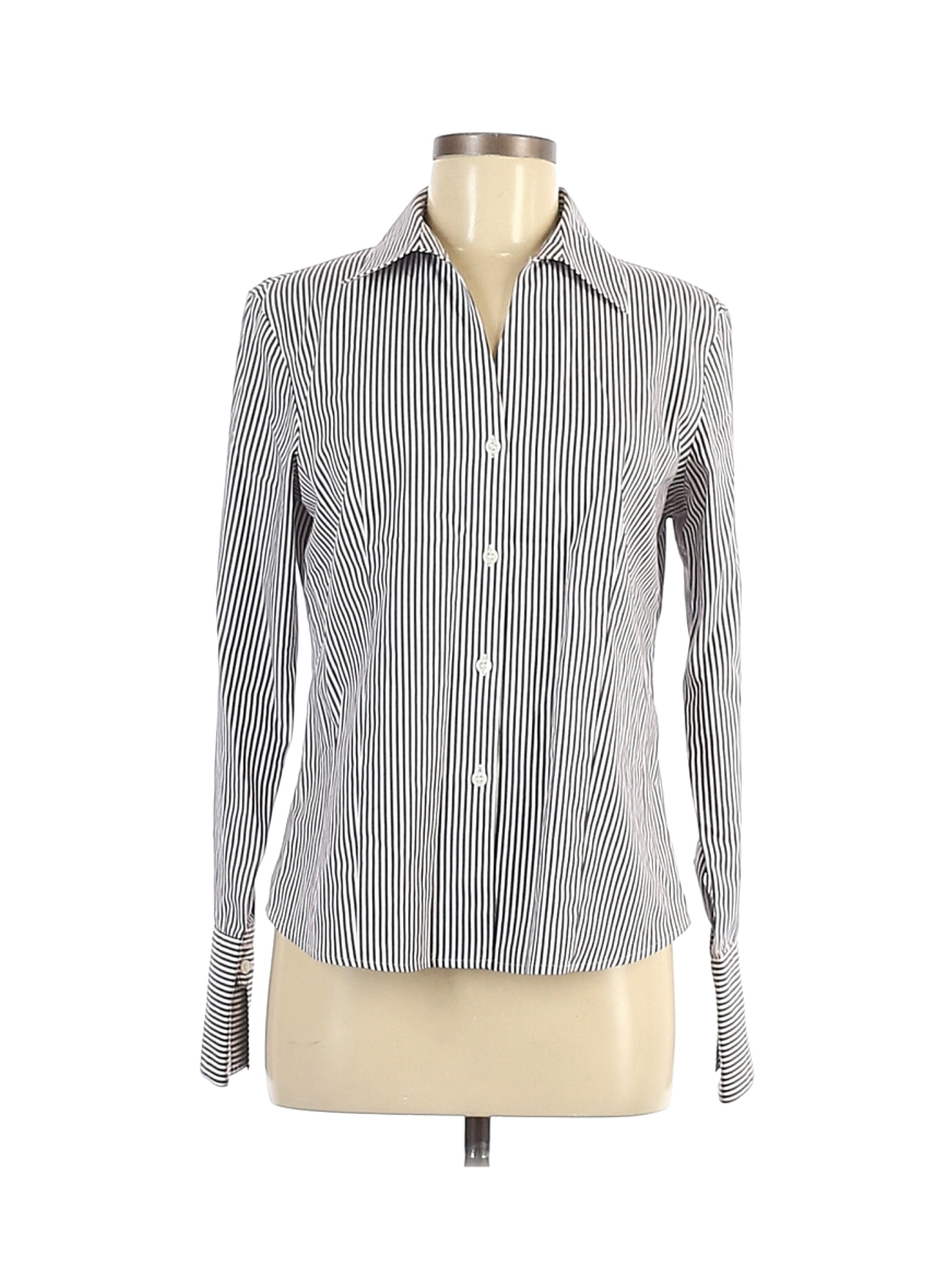 Calvin Klein Women White Long Sleeve Button-Down Shirt 8 | eBay