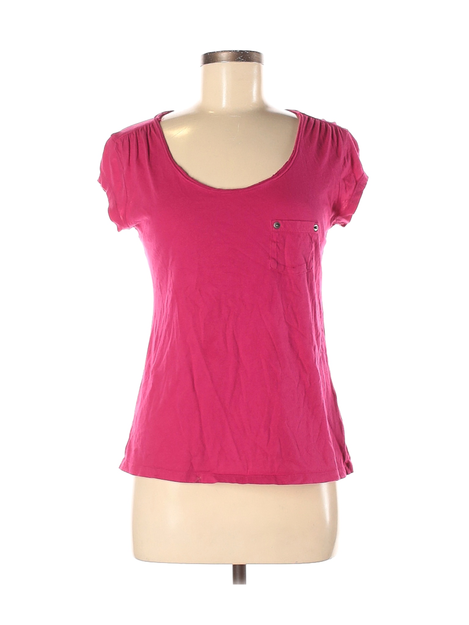 Rock And Republic 100 Cotton Solid Pink Short Sleeve Top Size M 86