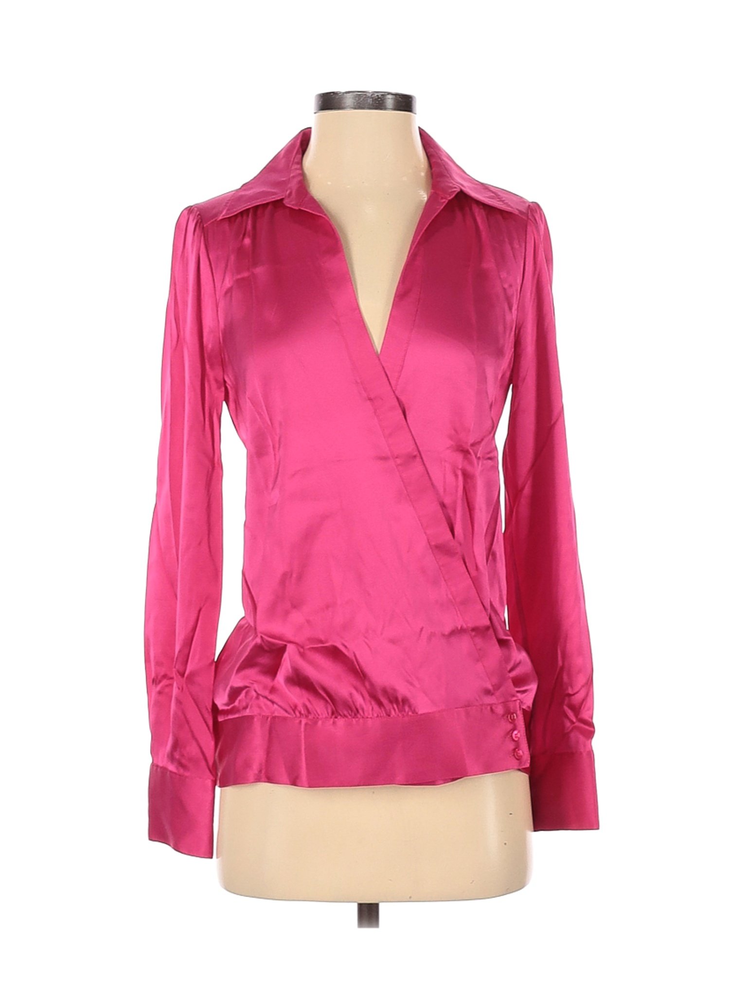 BCBGMAXAZRIA Women Pink Long Sleeve Silk Top S | eBay