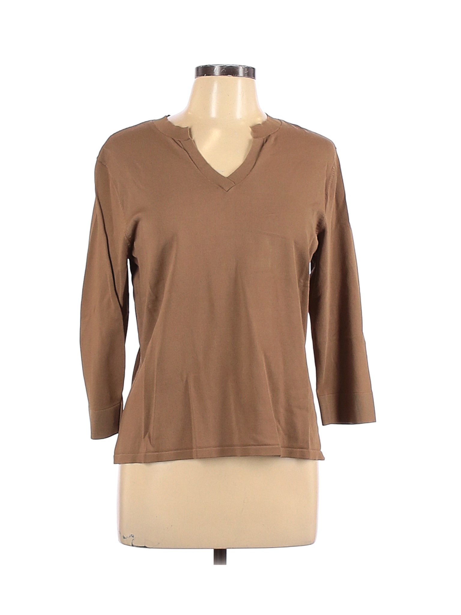 Talbots Women Brown 3/4 Sleeve T-Shirt L Petites | eBay