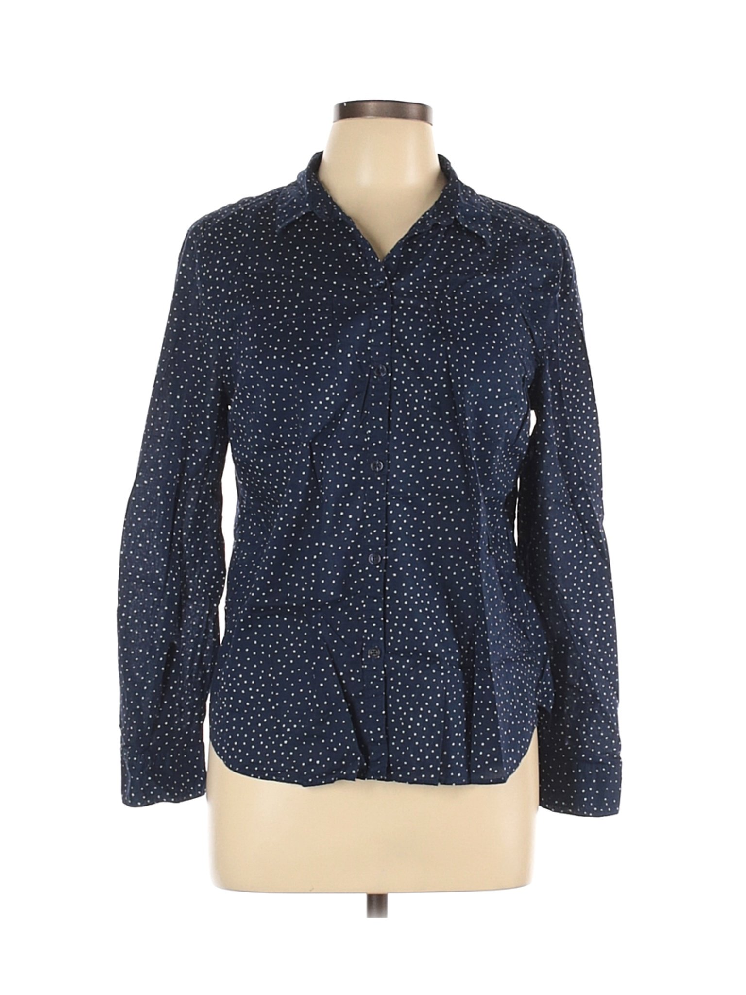 Liz Claiborne Women Blue Long Sleeve Button-Down Shirt L Petites | eBay