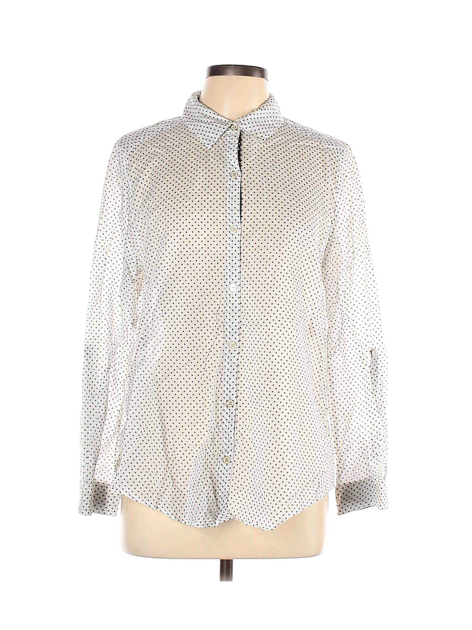Chico's Women White Long Sleeve Button-Down Shirt L | eBay