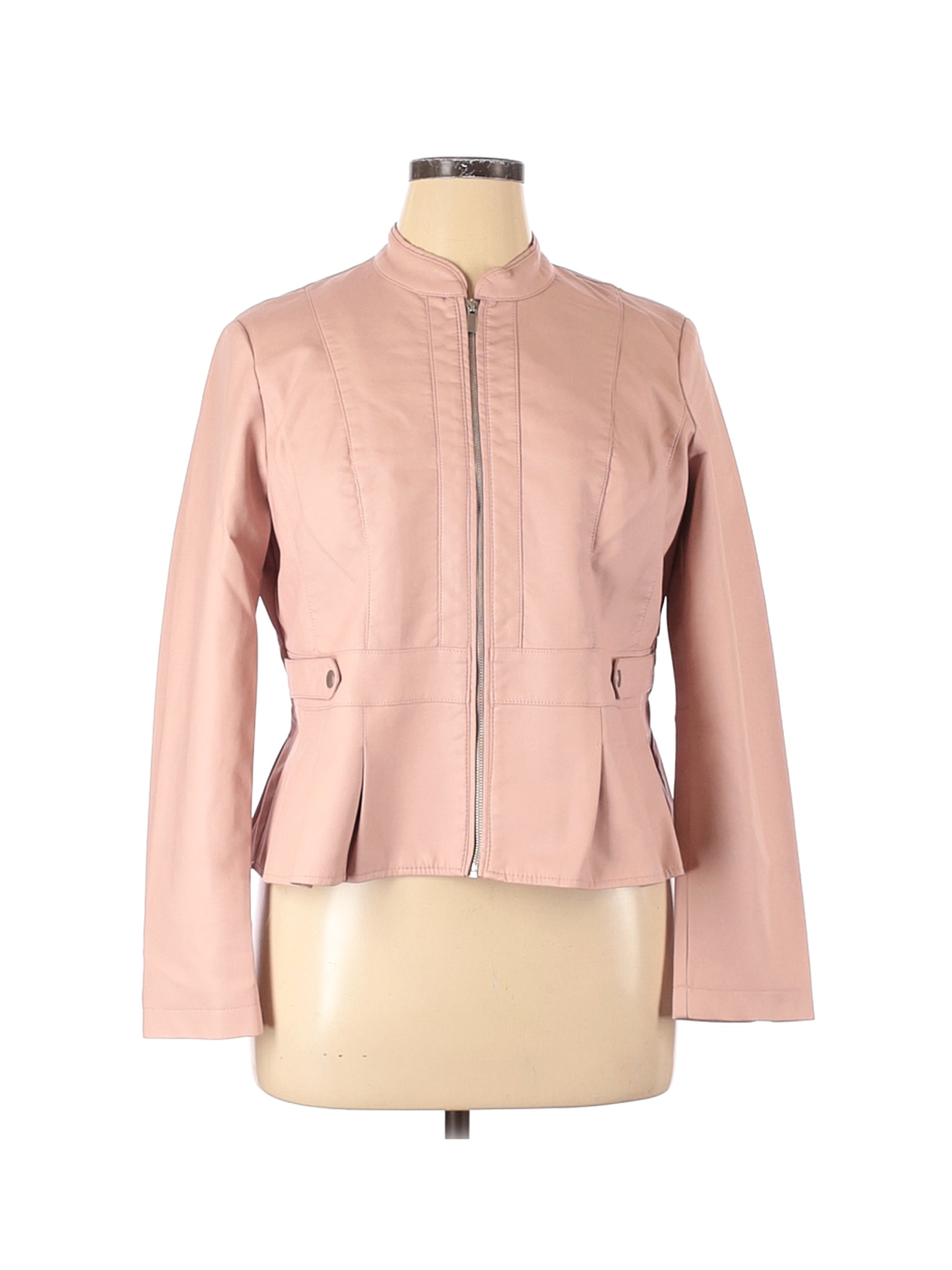 Baccini Women Pink Faux Leather Jacket XL Petites | eBay